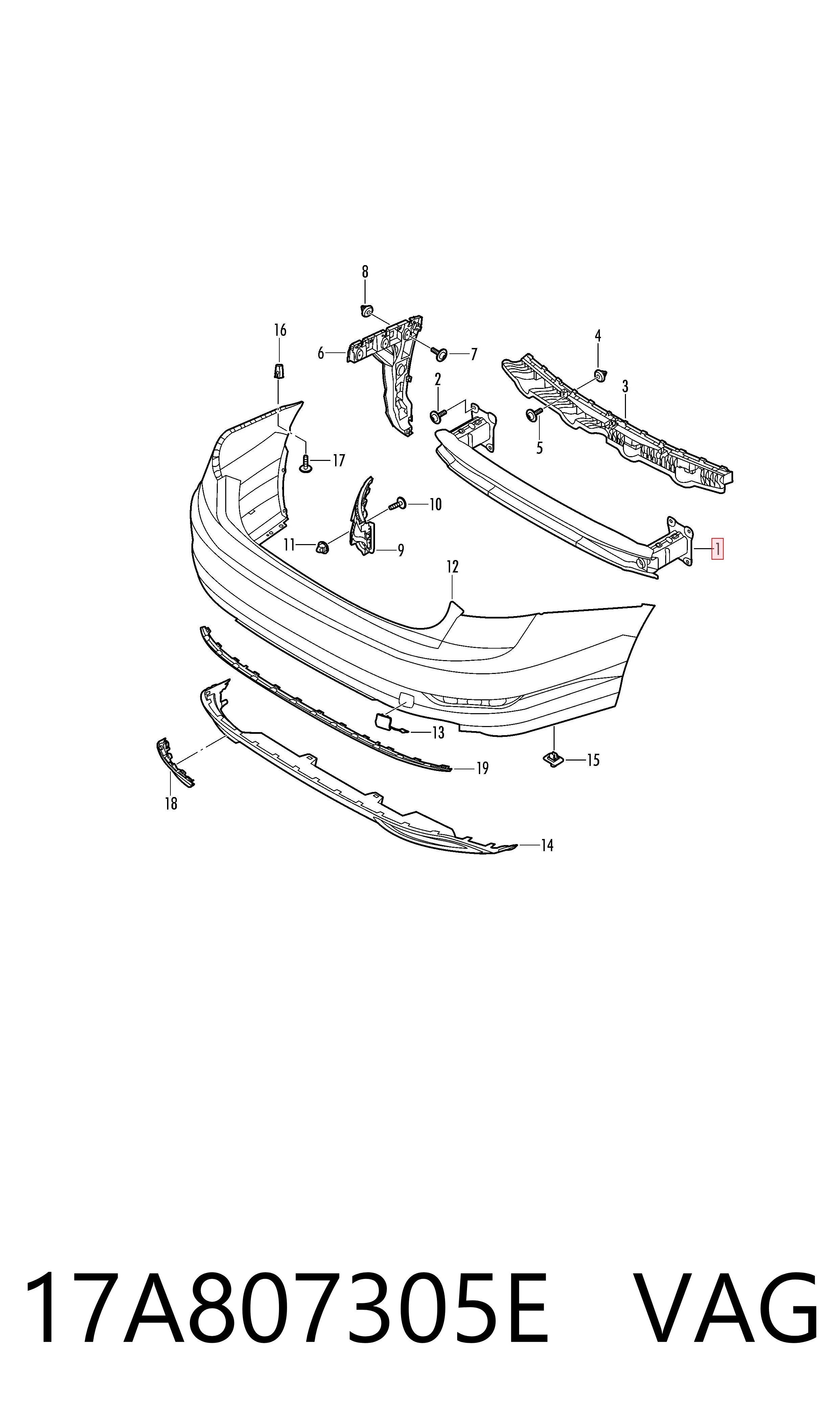 Шина бампера заднього на Volkswagen Jetta VII BU3, BU4
