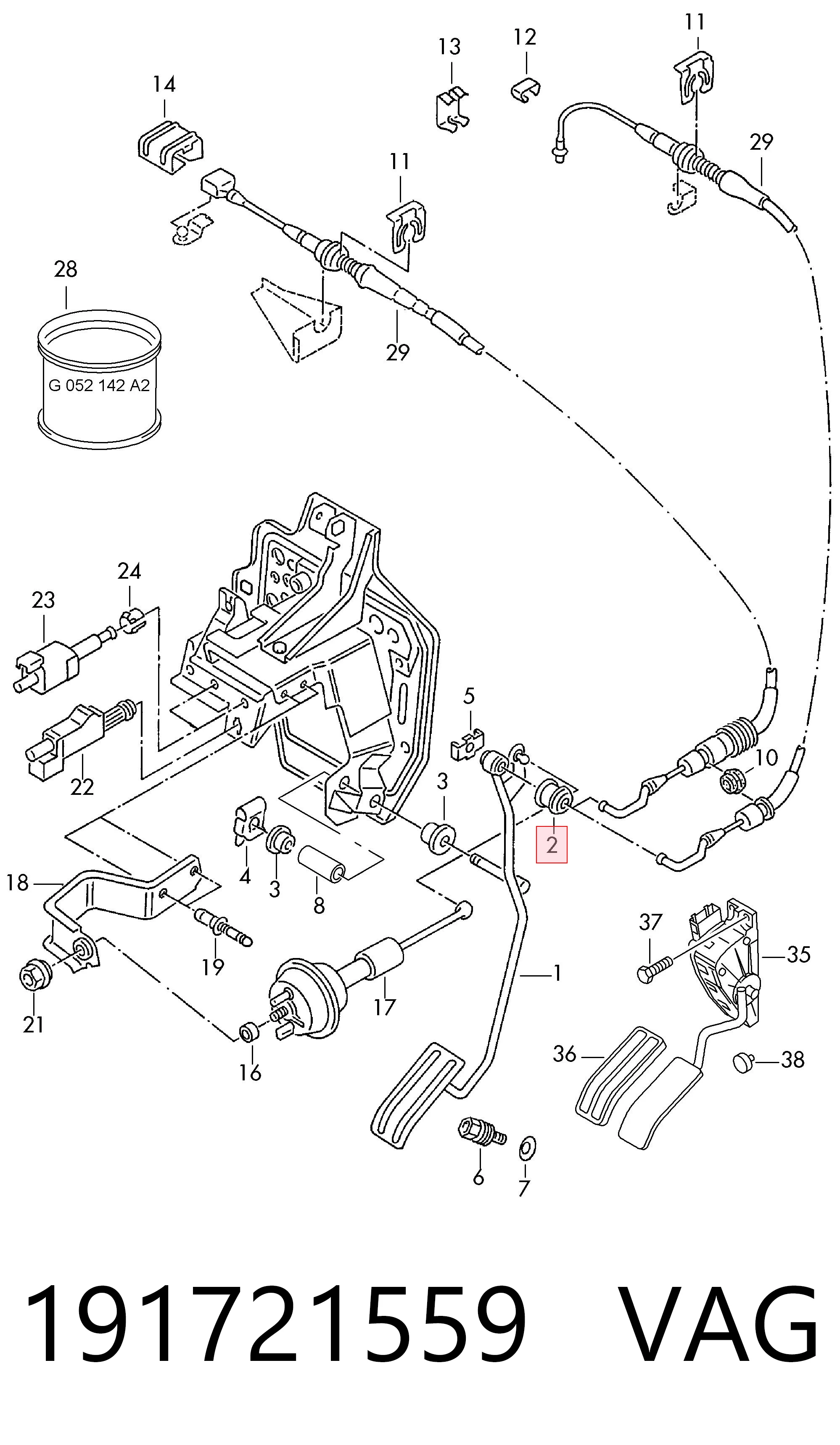 Педаль газу (акселератора) на Volkswagen Passat B3, B4 3A5, 351, 315