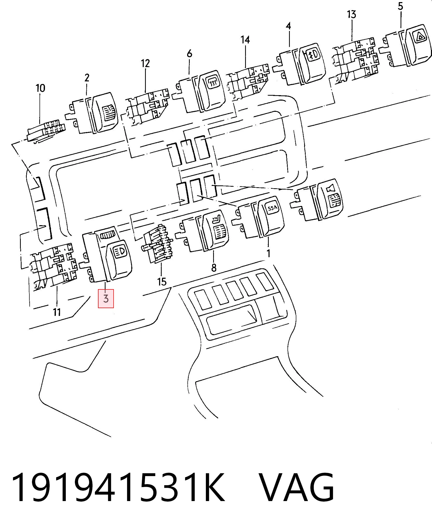 Перемикач світла фар, на "торпедо" Hans Pries (Topran) 102943755