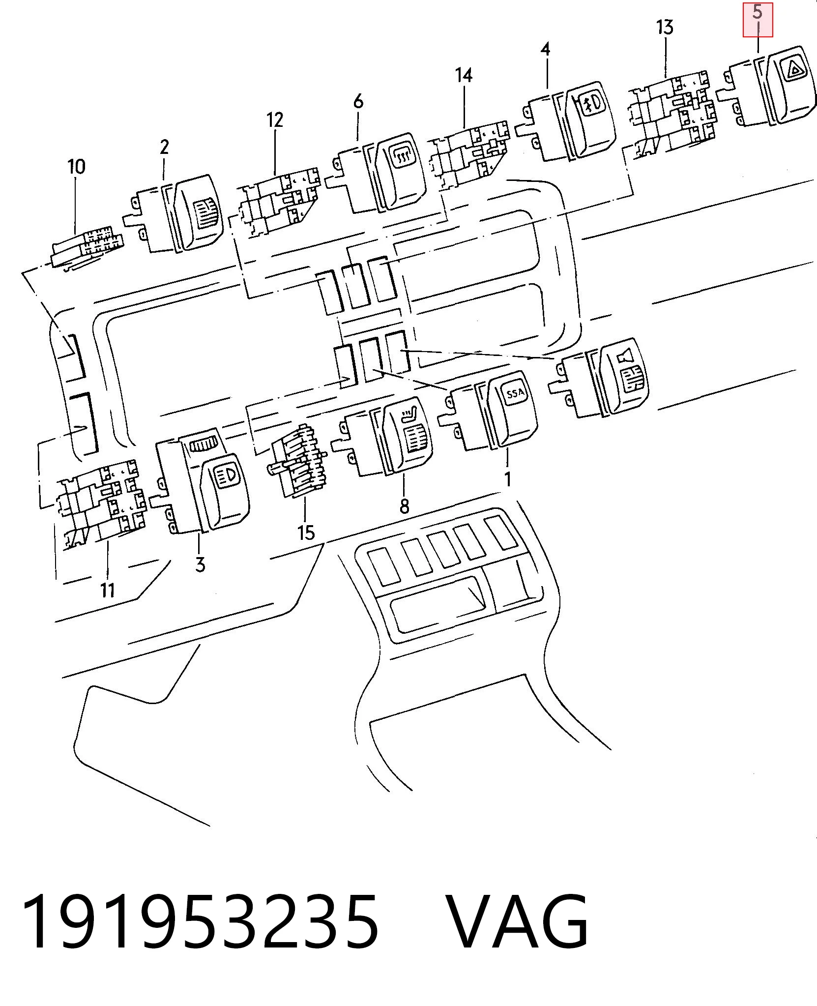  Кнопка аварійки Volkswagen Jetta 2