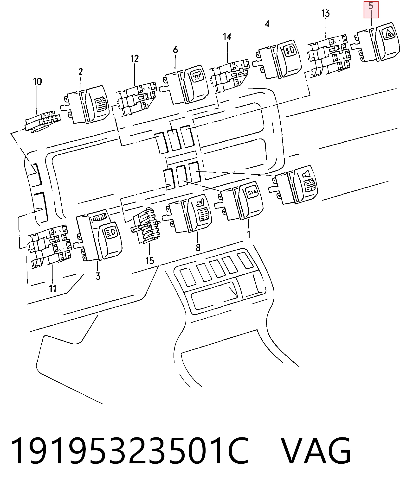 Купити Кнопка аварійки Volkswagen Jetta II 19E, 1G2, 165, 167