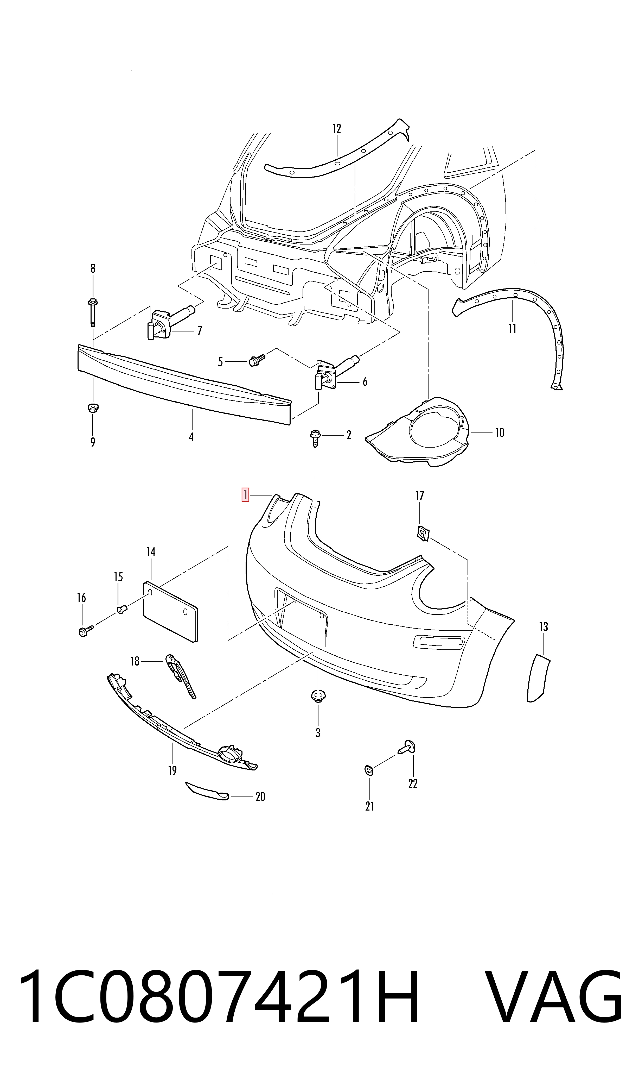 Купити Задній бампер Volkswagen Beetle  9C1, 1C1, 9G1