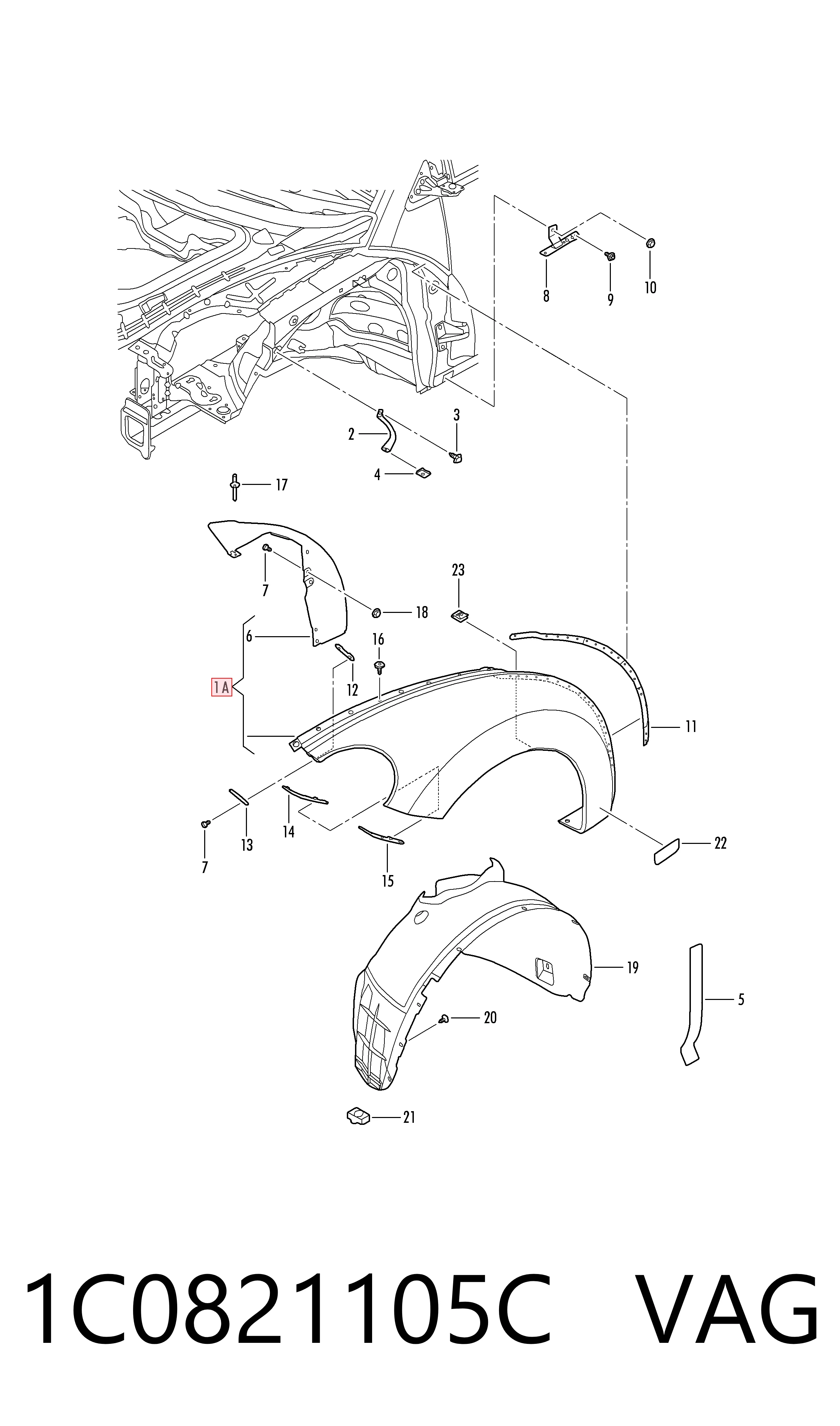 Переднє ліве крило на Volkswagen Beetle  9C1, 1C1, 9G1