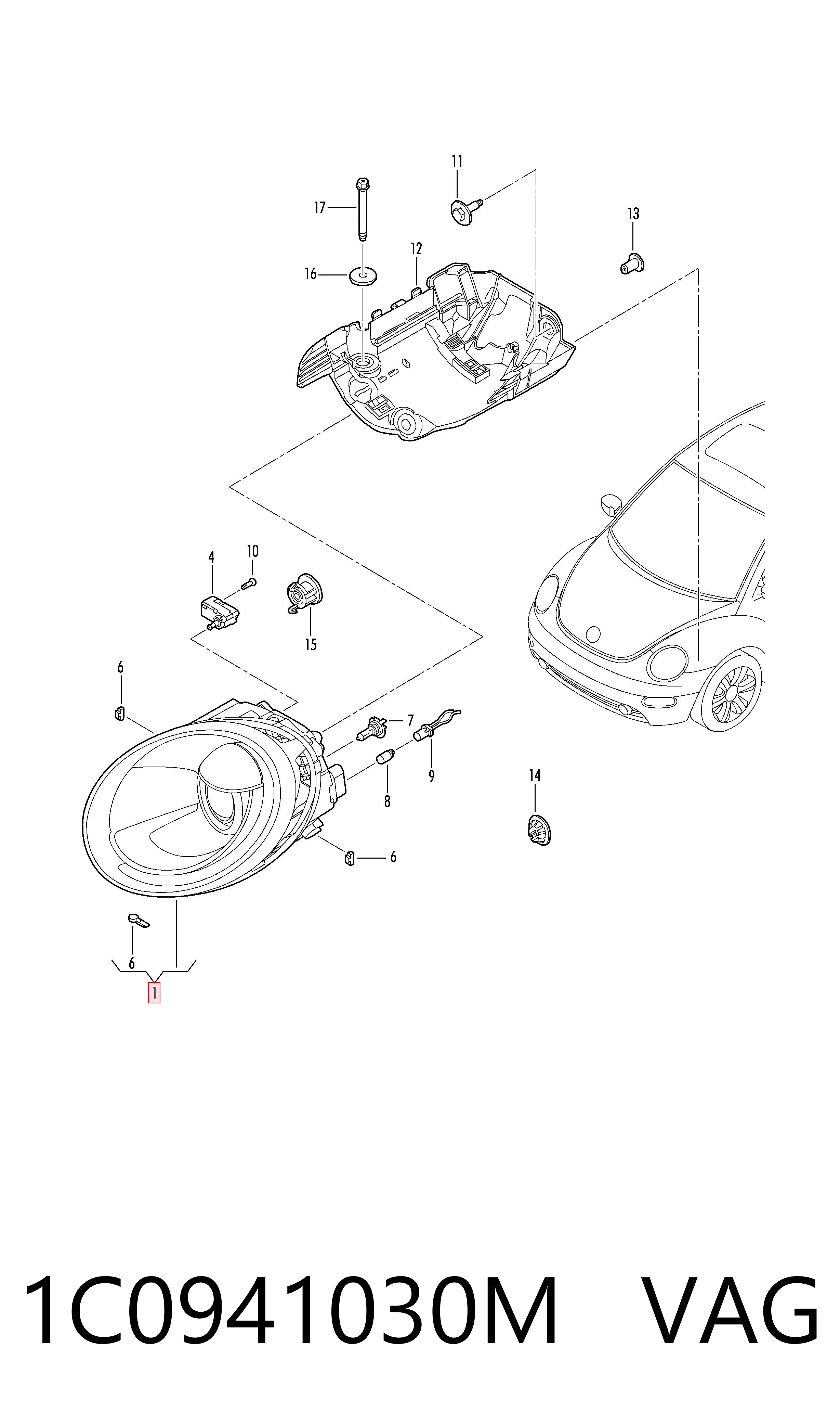 Купити Фара права Volkswagen Beetle  9C1, 1C1, 9G1