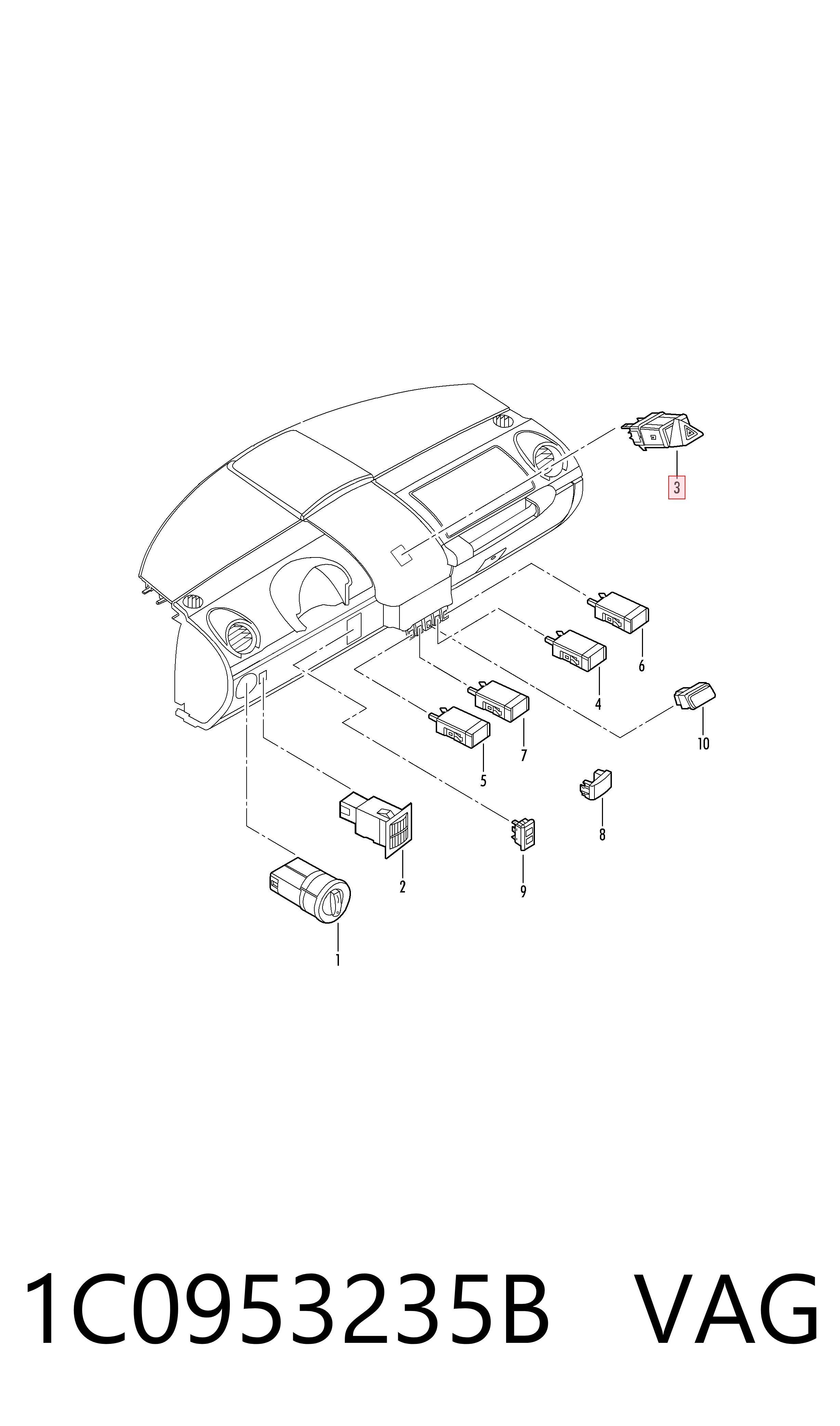 1C0953235B VAG Аварійна кнопка
