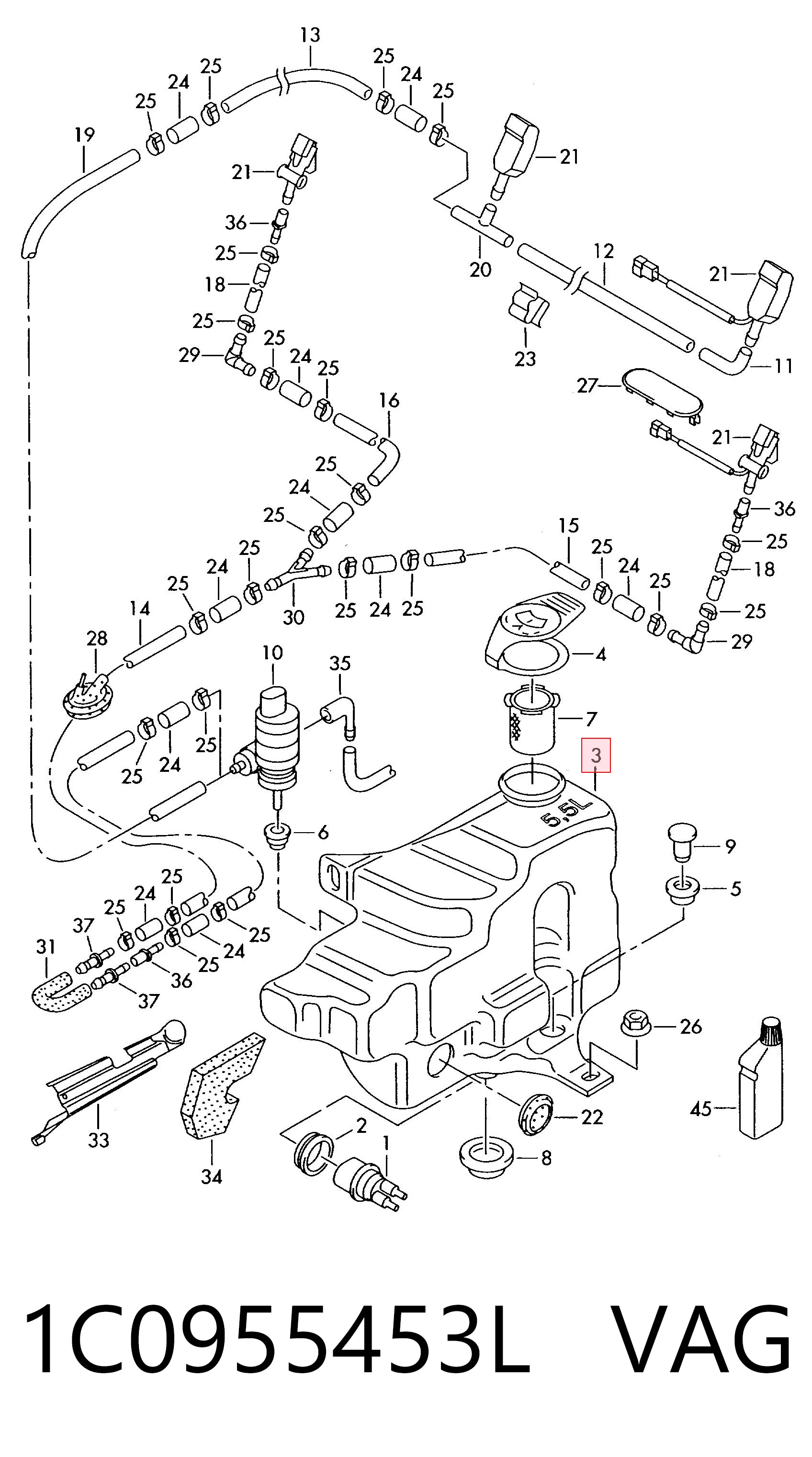 Бачок склоомивача на Volkswagen Beetle  9C1, 1C1, 9G1