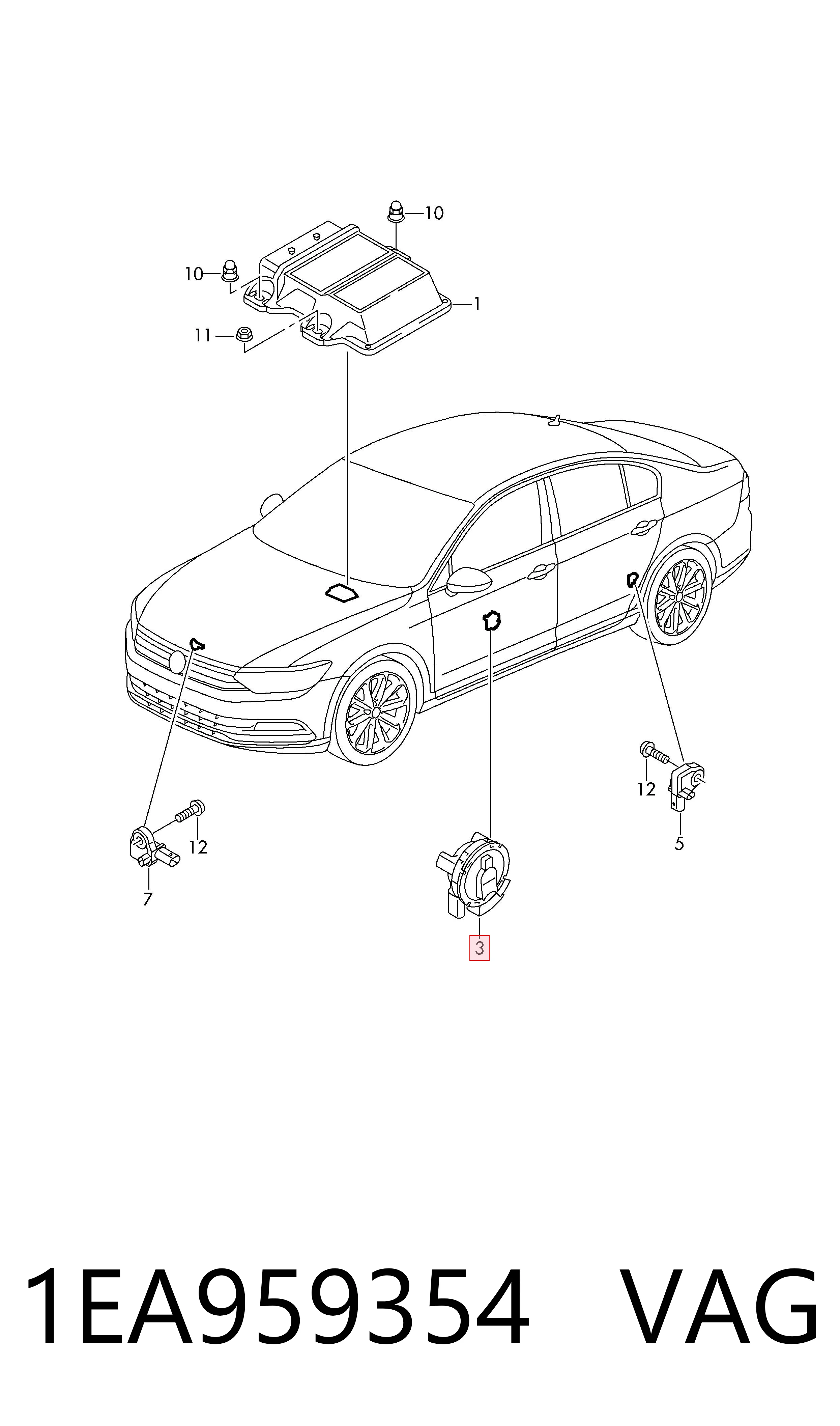 Датчик Ейрбег передній VAG 1EA959354 ціна, від 24.86 USD
