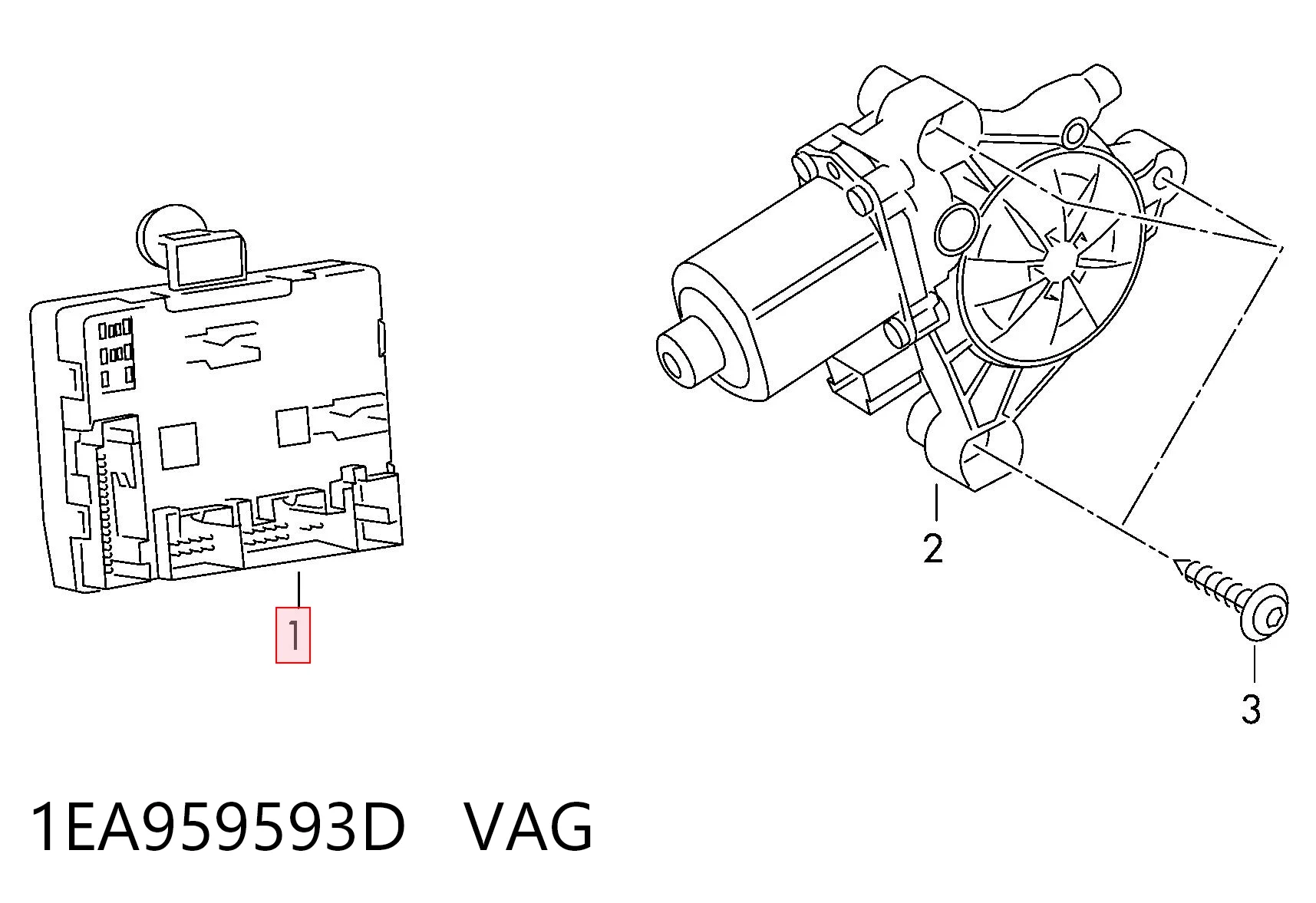 1EA959593D VAG Блок комфорту передніх дверей