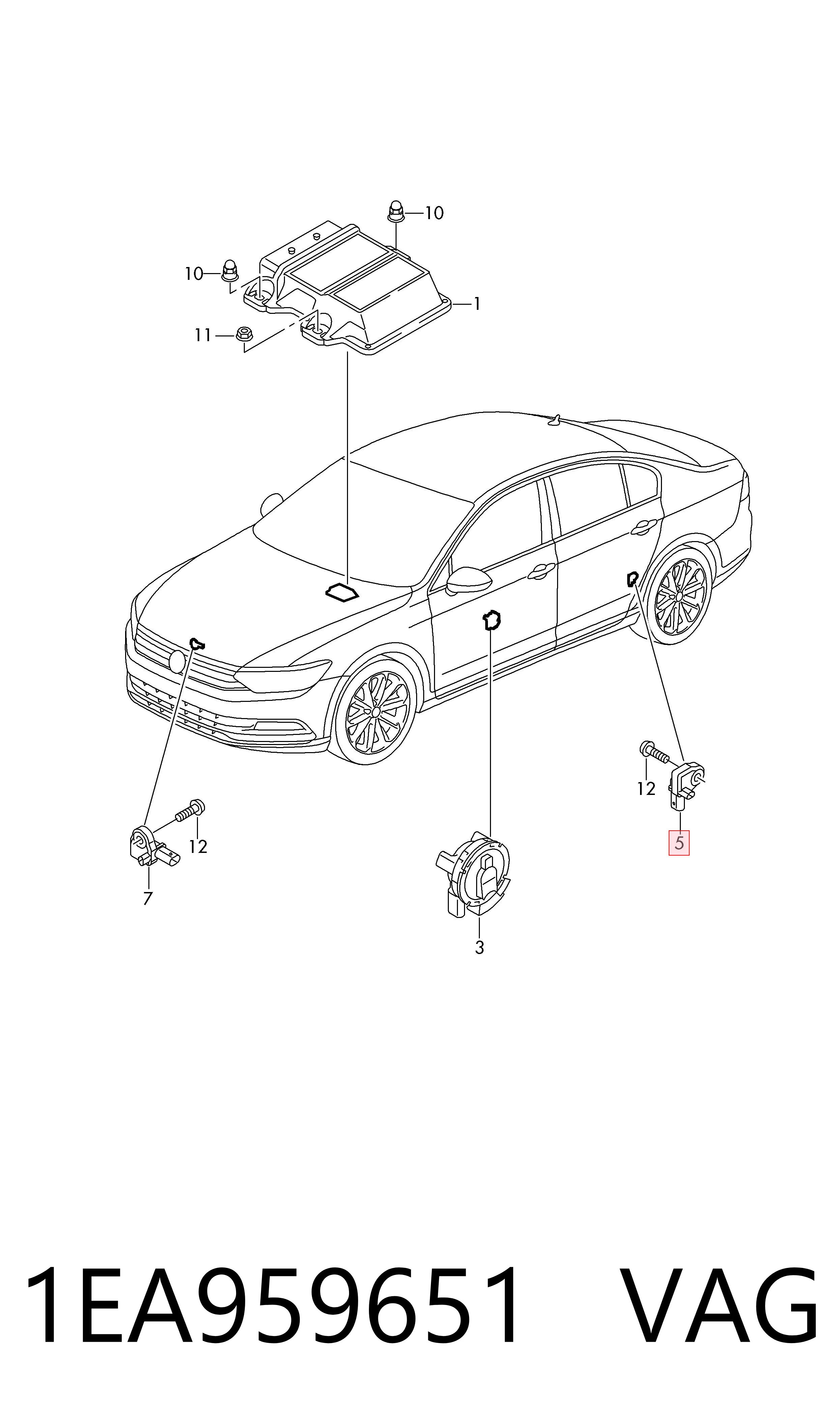 Датчик Ейрбег передній VAG 1EA959651 ціна, від 31.67 USD