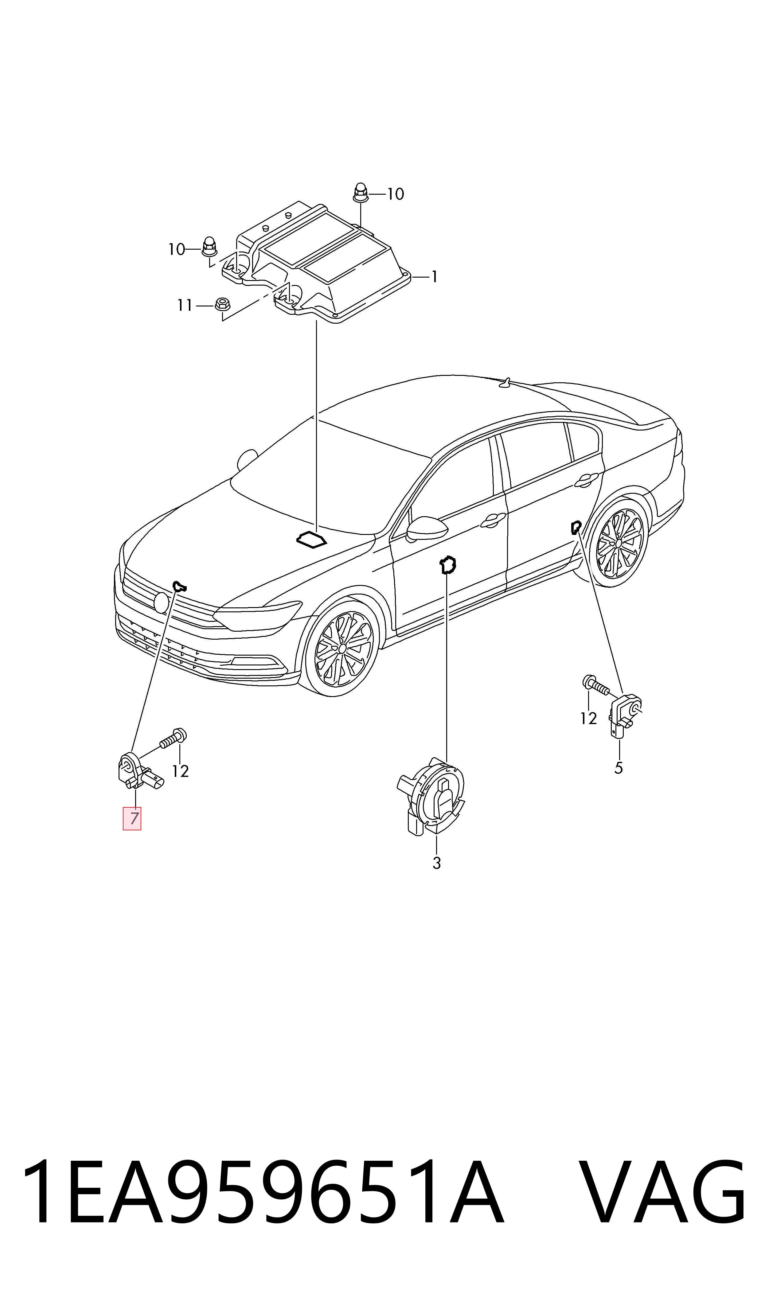 1EA959651A VAG Датчик подушки безпеки