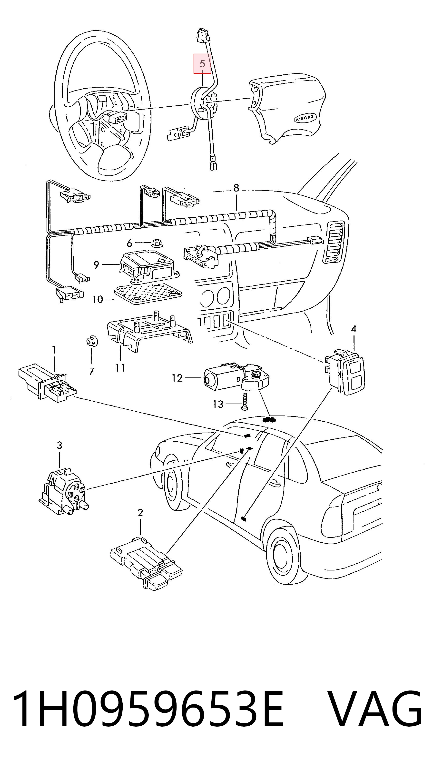 1H0959653E VAG Шлейф Airbag