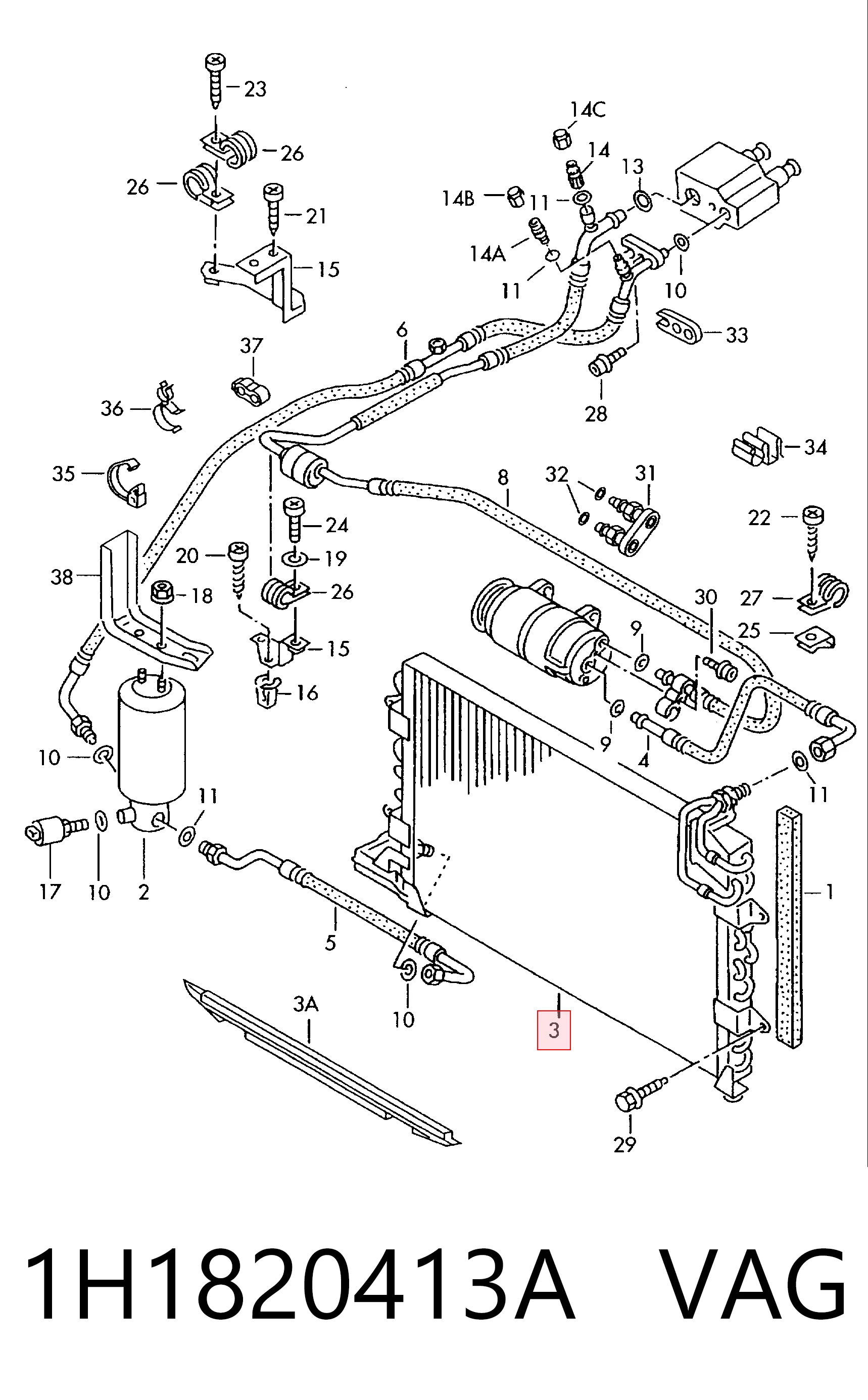 Конденсатор кондиціонера Volkswagen Vento седан (1H2) (1991 - 1998) ціна, від 71.26 USD