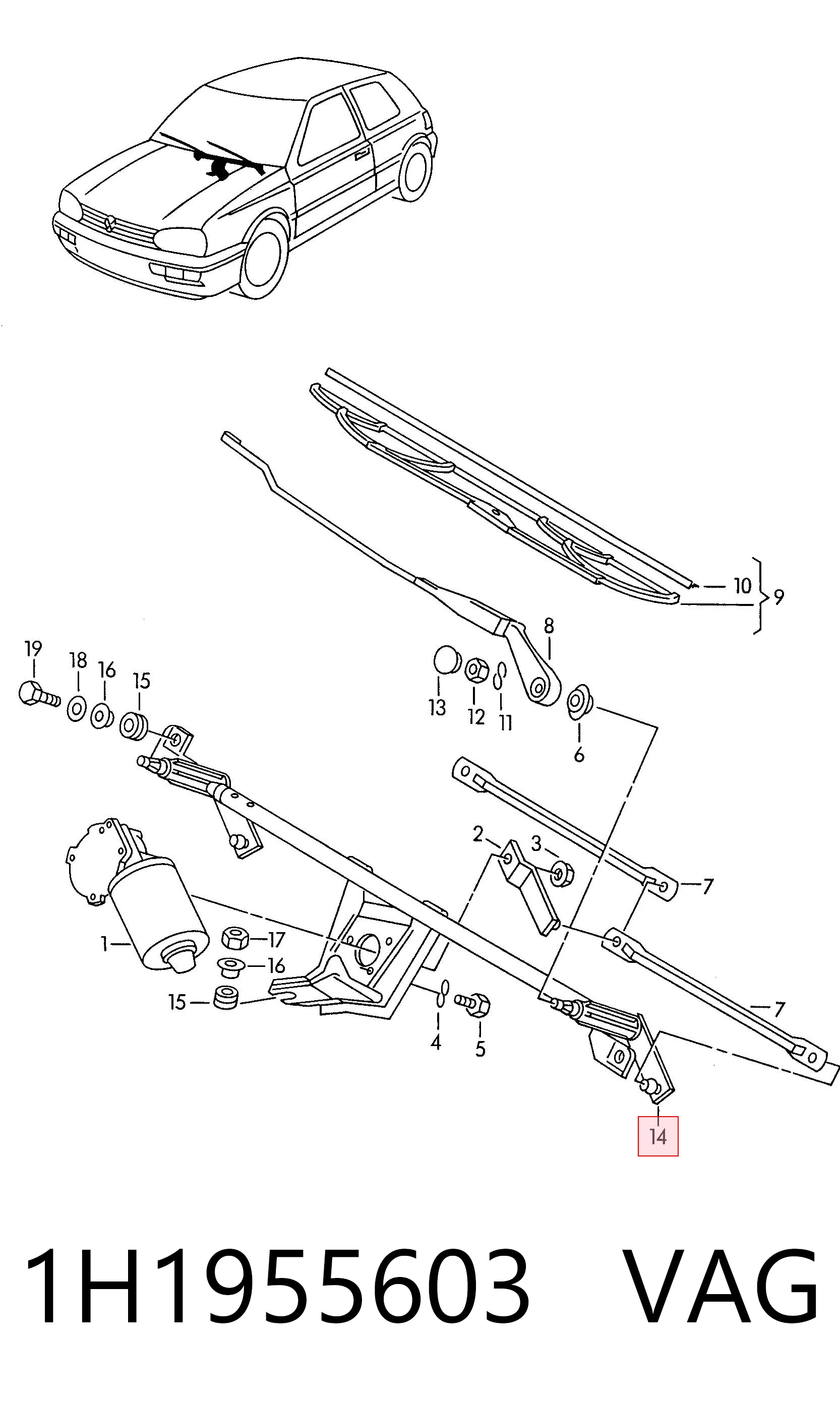 Купити Трапеція двірників Volkswagen Golf III 1H1