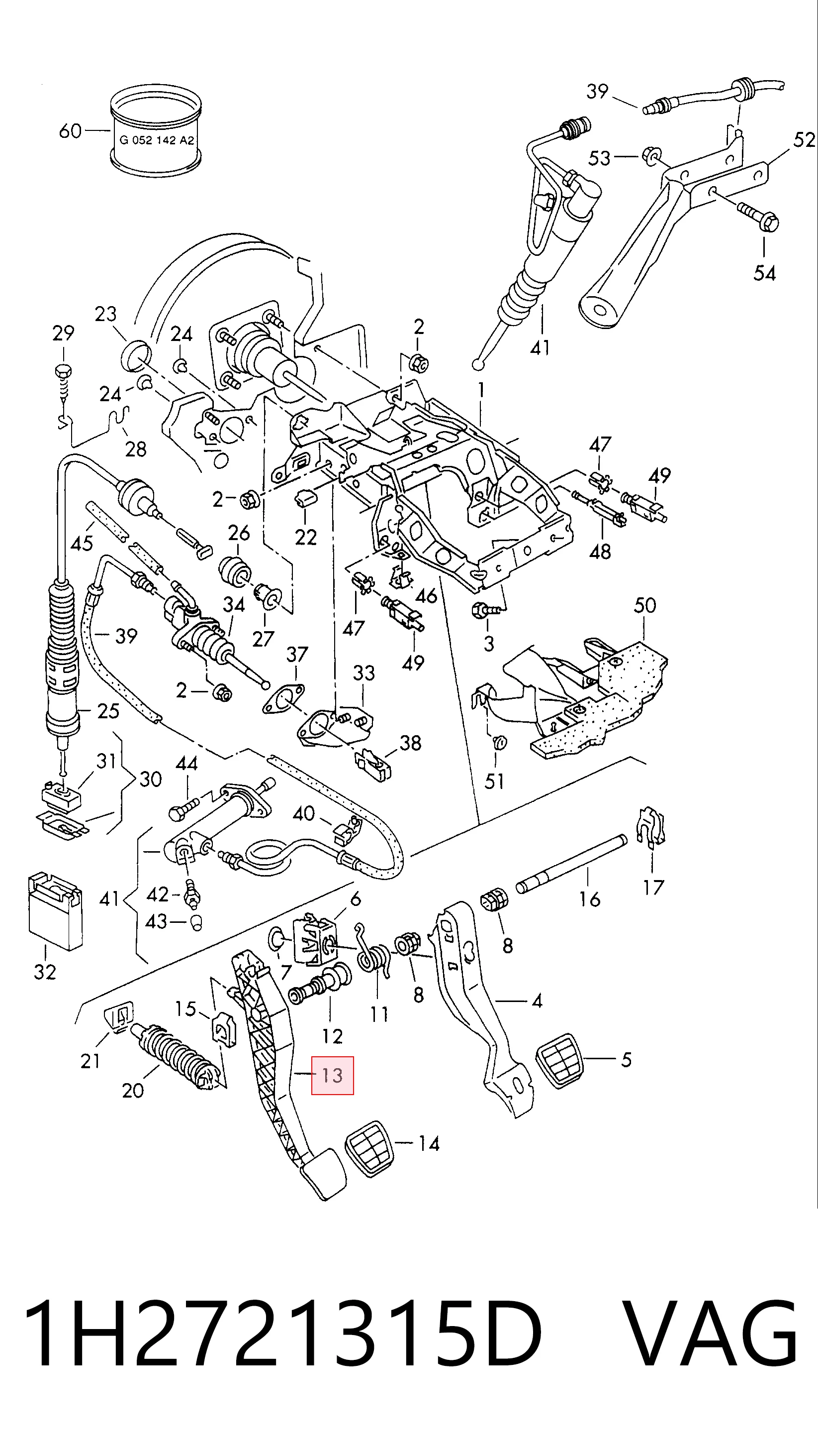 Педаль зчеплення Volkswagen Golf 3 1H1