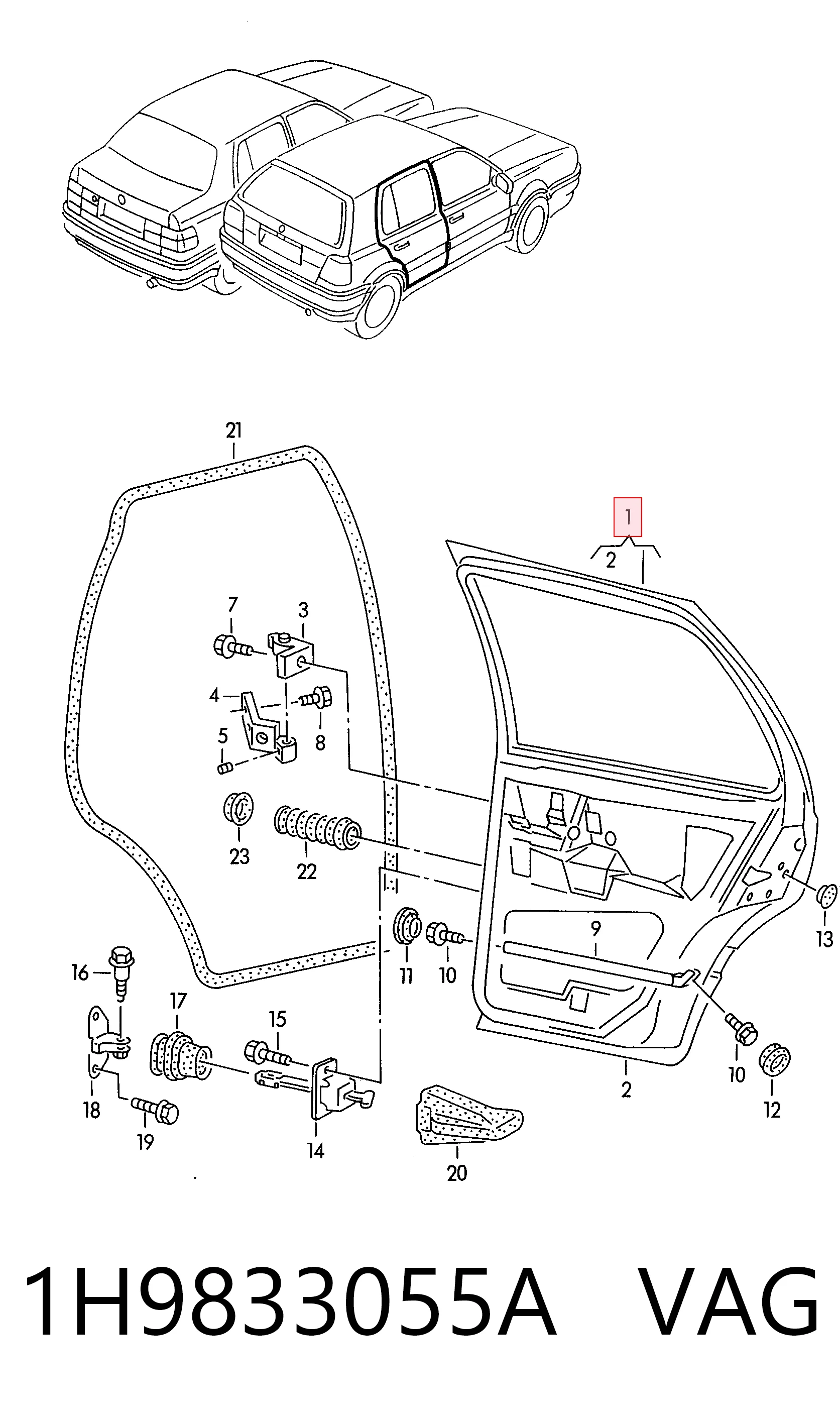 Купити Двері задні, ліві Volkswagen Golf III 1H5