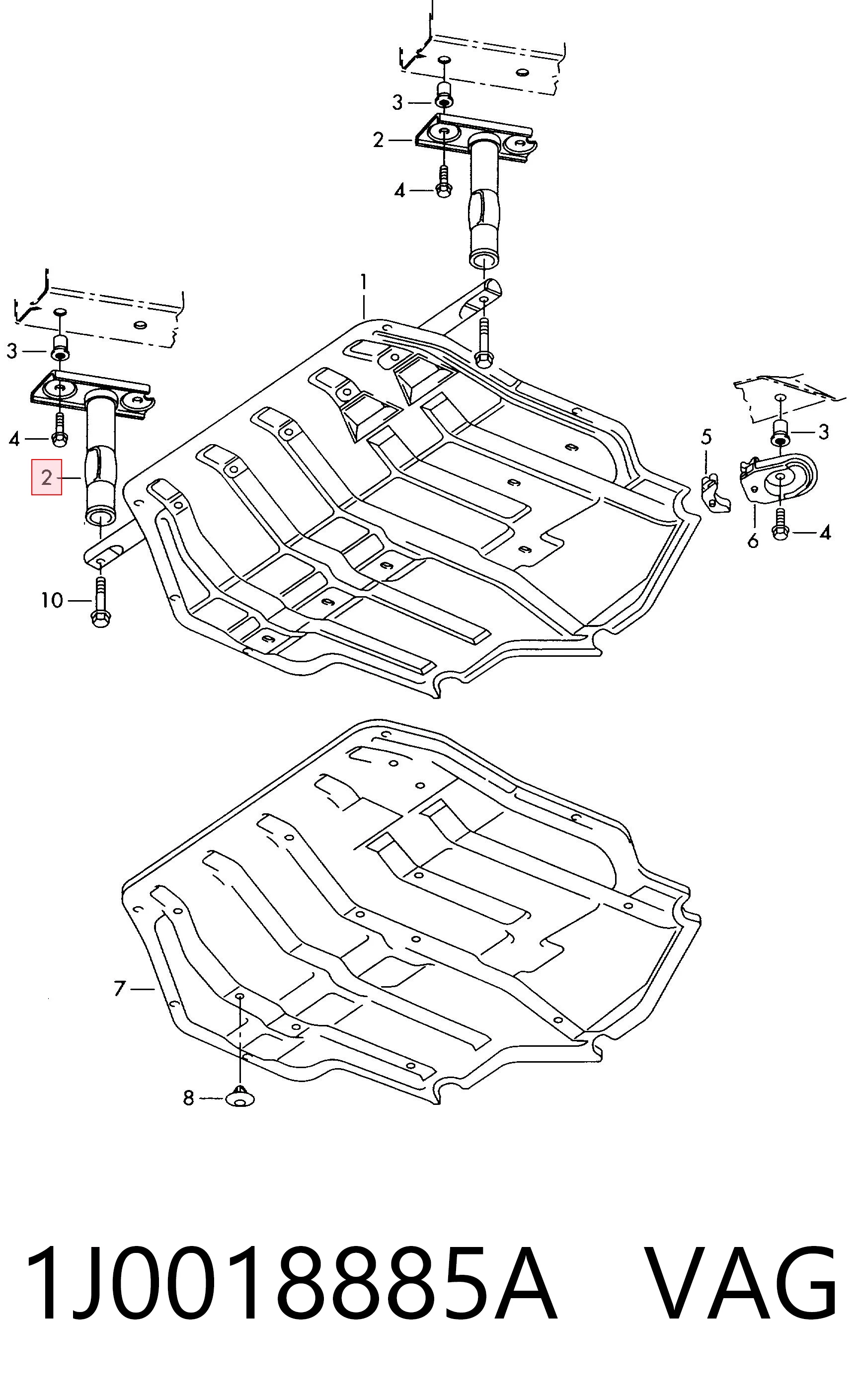 1J0018885A VAG Кронштейн кріплення захисту двигуна