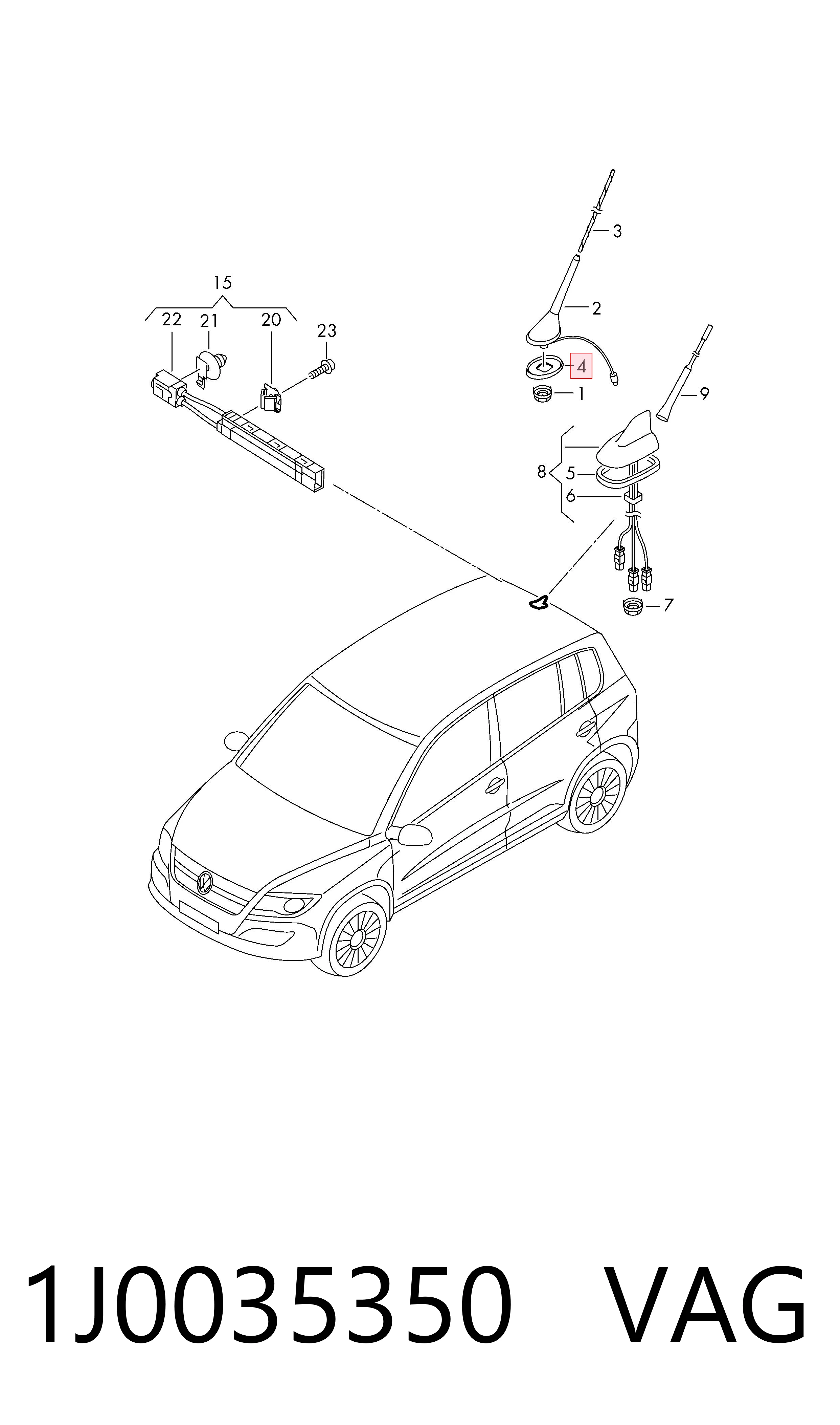 Антена на дах на Volkswagen Polo IV 9N, 9A