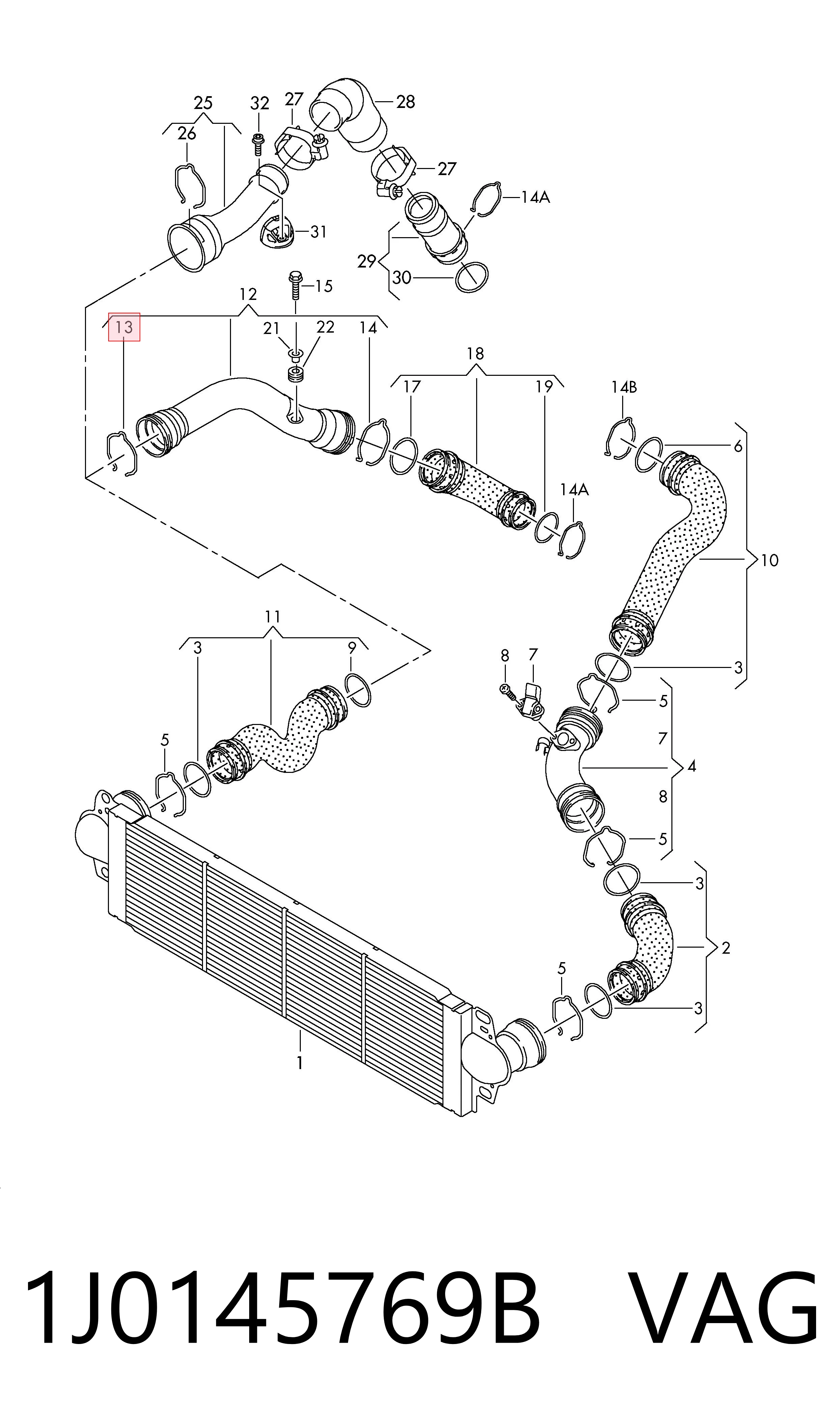 1J0145769B VAG Скоба патрубка интеркуллера
