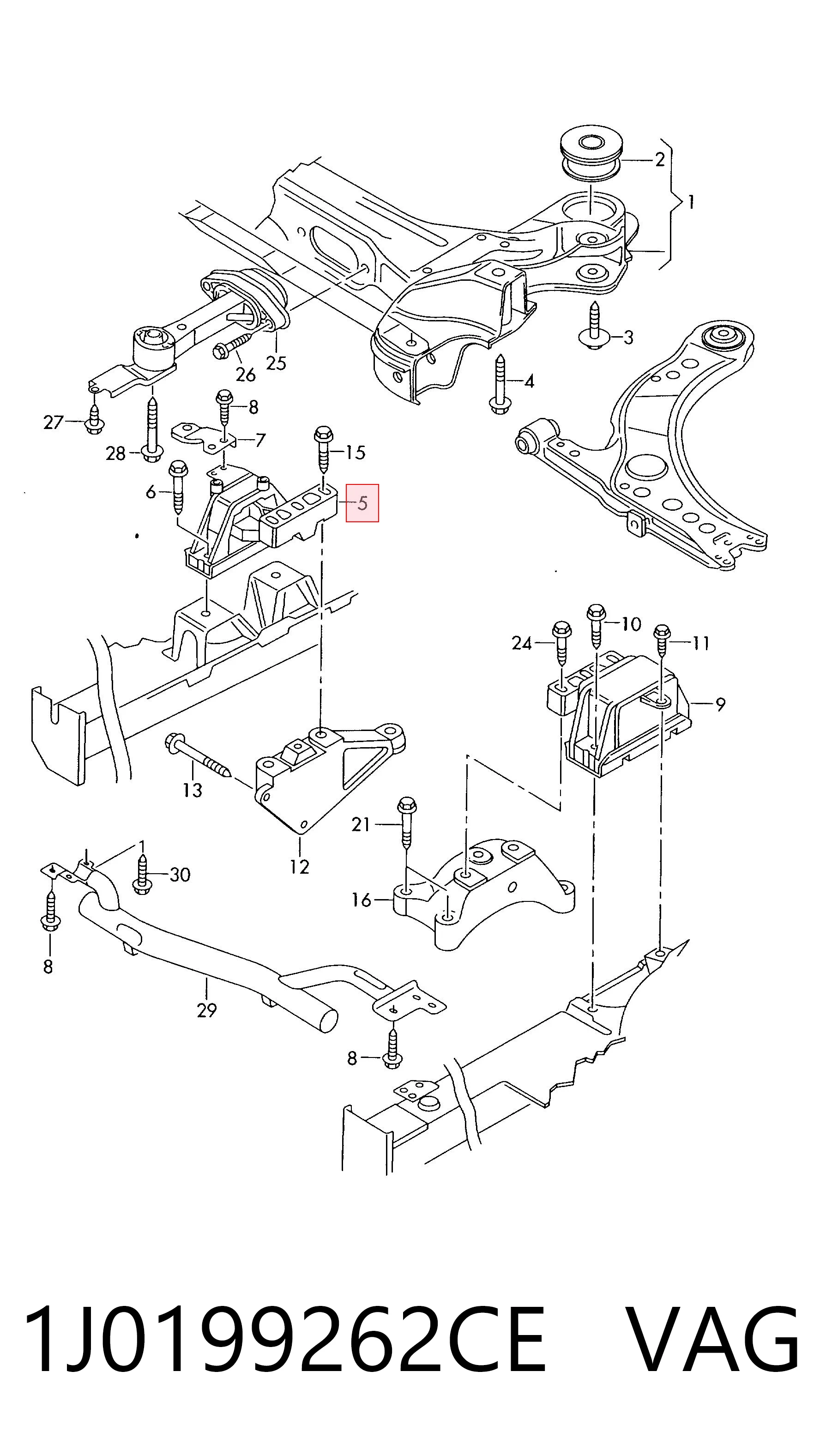 1J0199262CE VAG Права подушка мотора