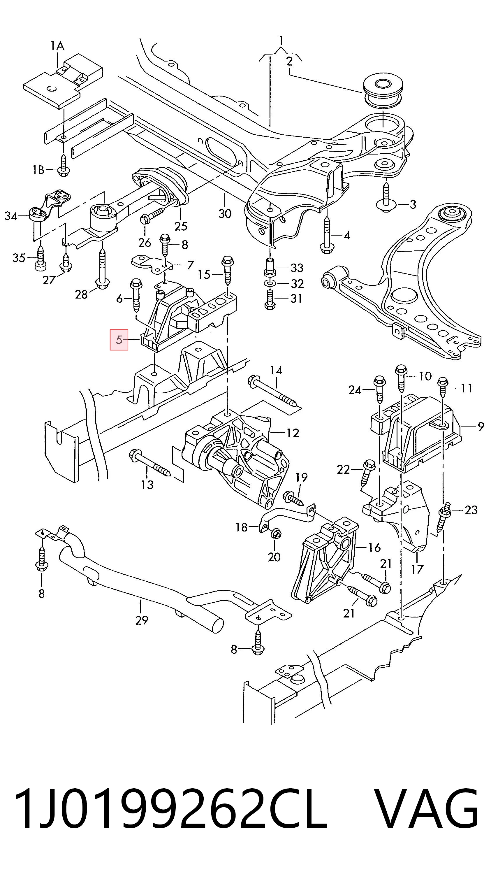 Права подушка двигуна VAG 1J0199262CL ціна, від 44.53 USD