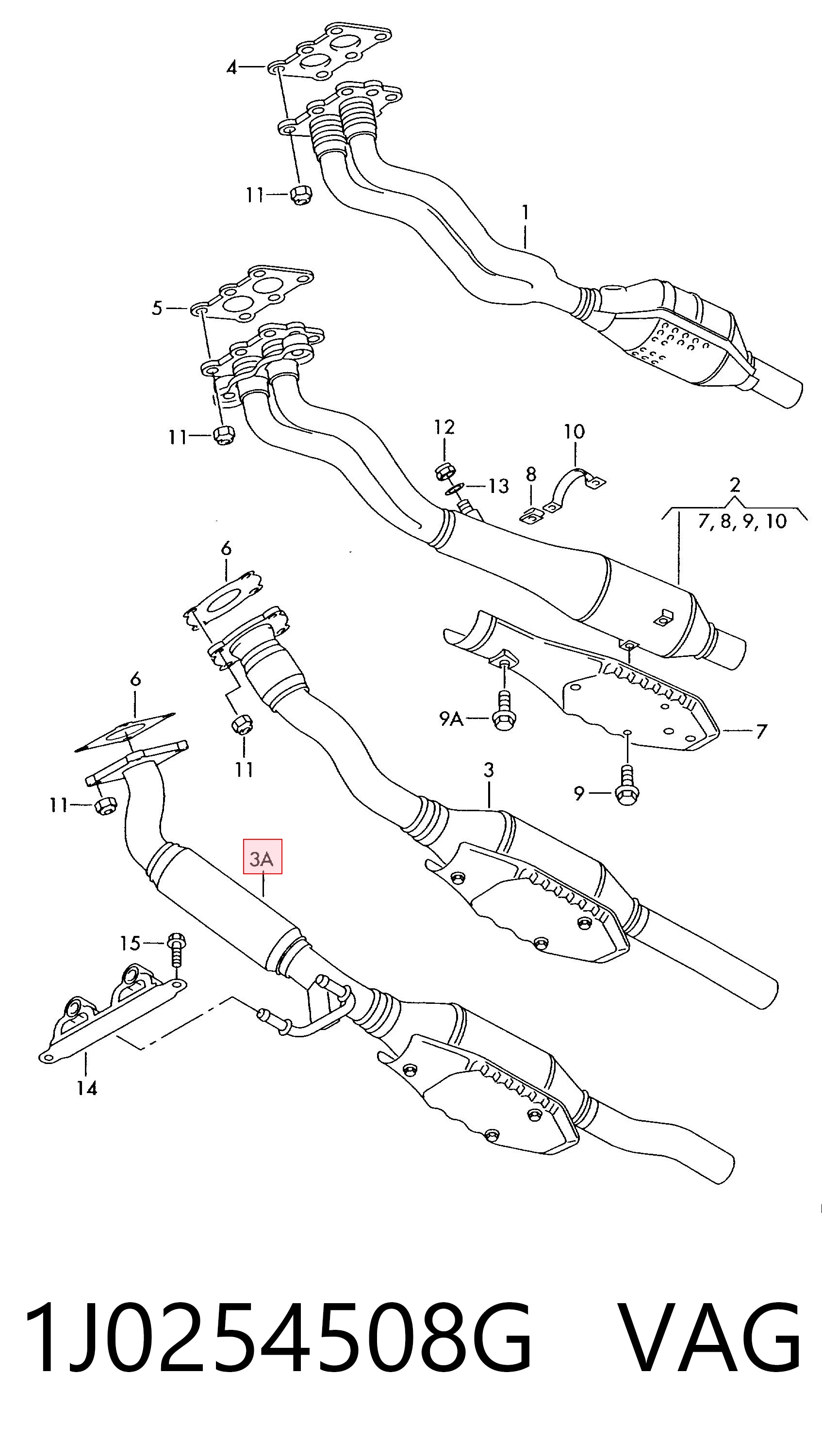 1J0254508G VAG Штани глушника передні