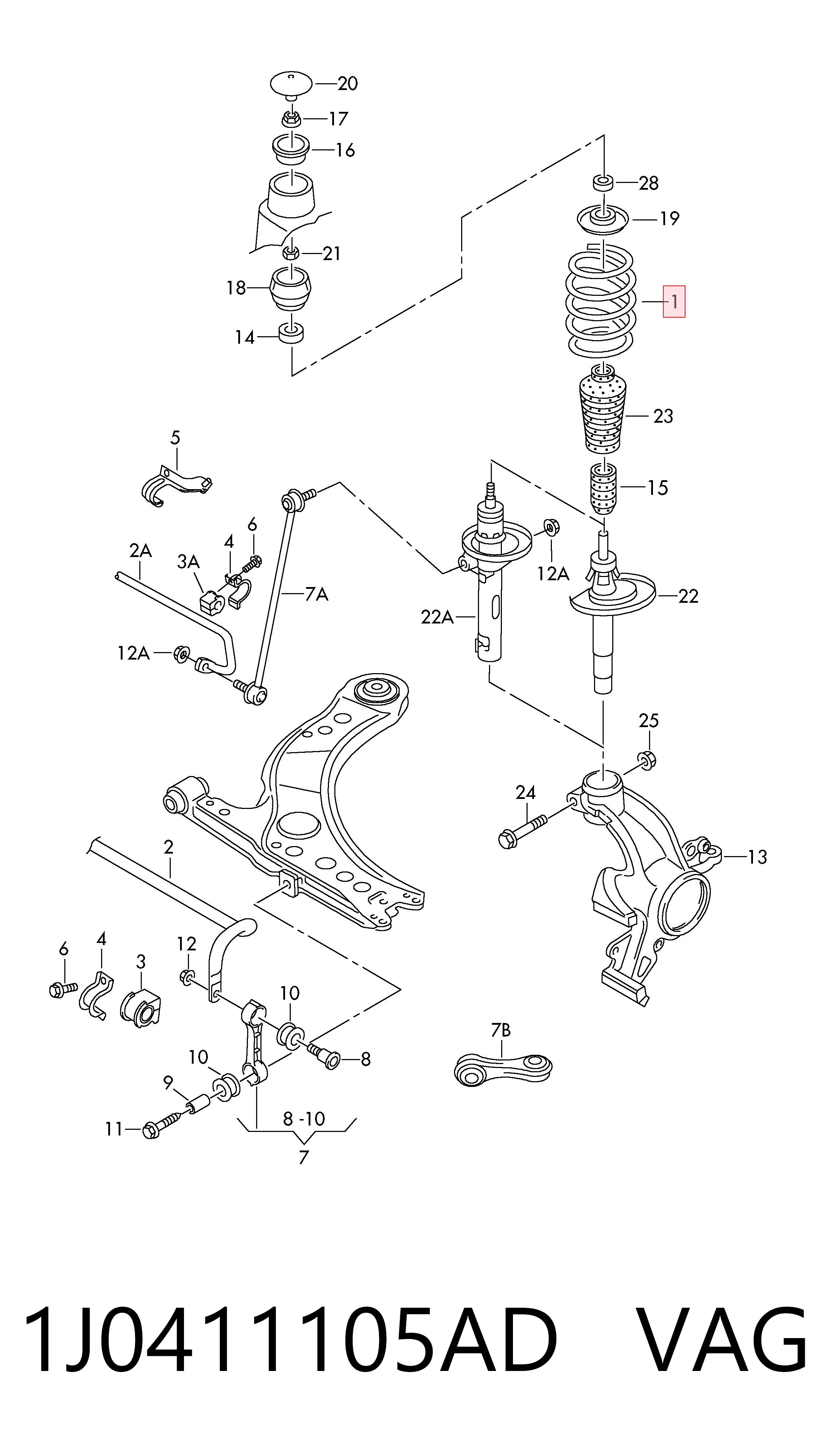 Пружина передня A970542031864 Mercedes