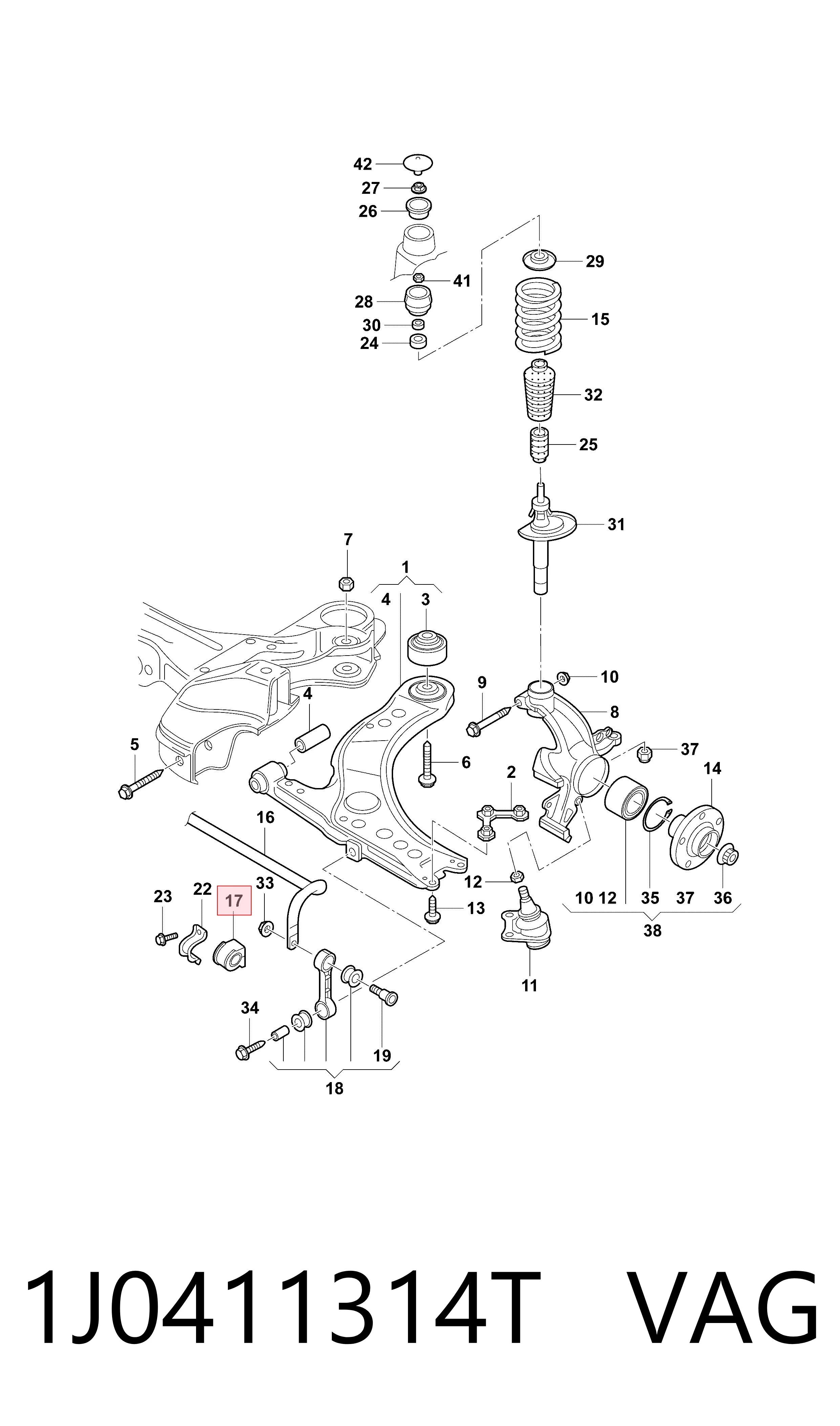 Подушка стабілізатора VAG 1J0411314T ціна, від 2.49 USD