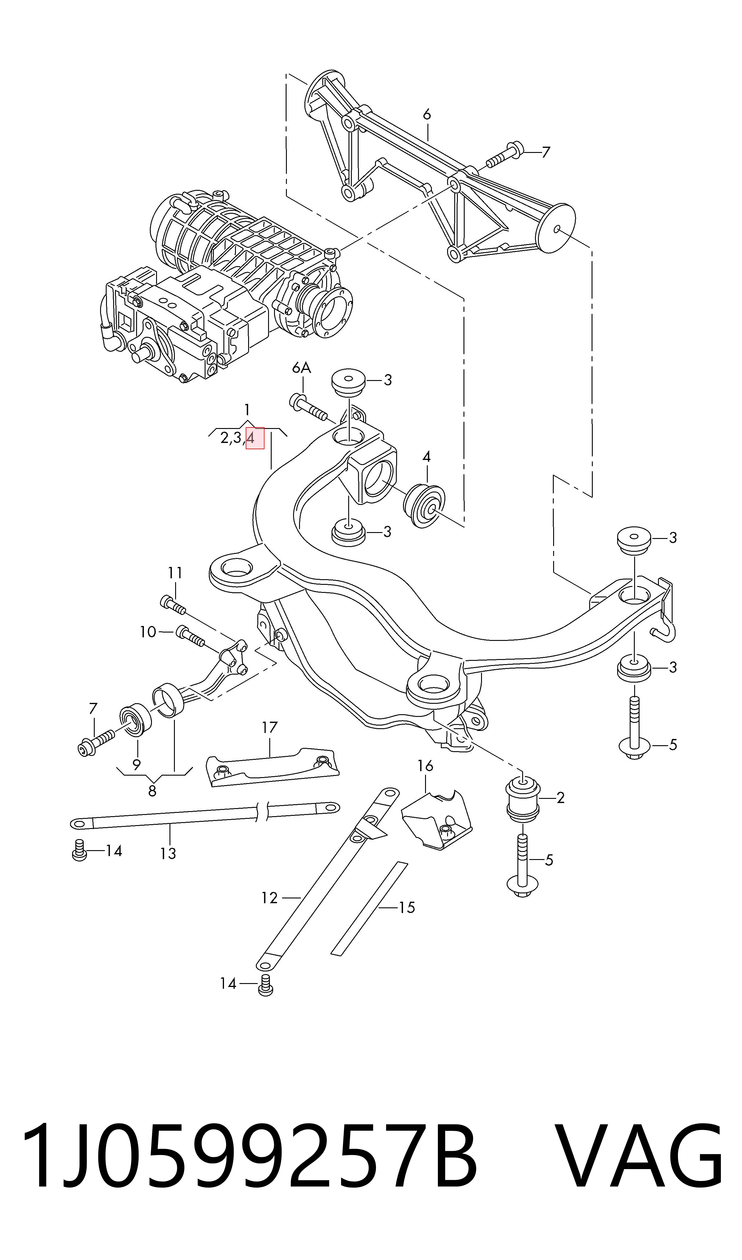 1J0599257B VAG Сайлентблок балки моста