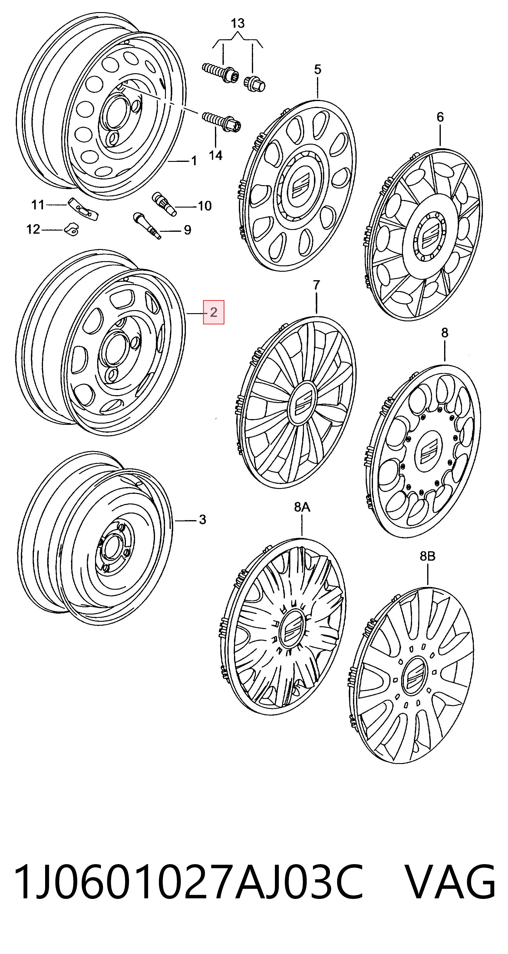Купити 1J0601027AJ03C VAG Диски колісні (штамповані)
