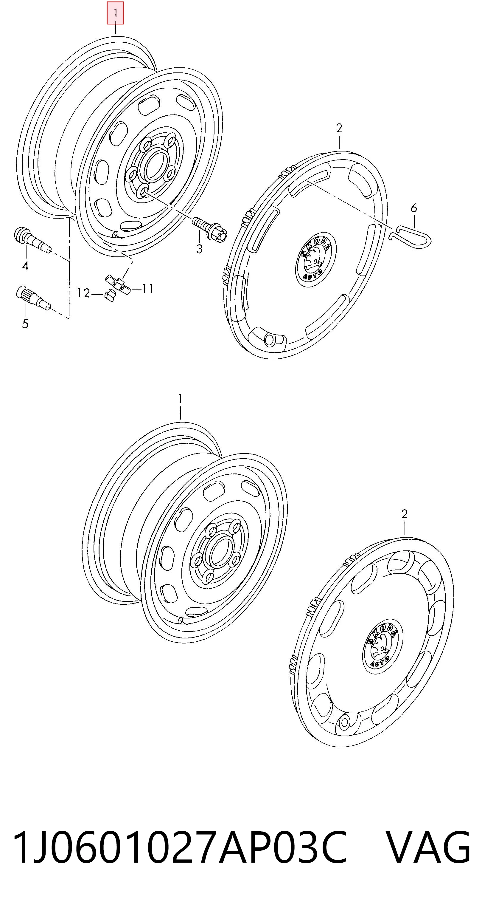 иски сталеві VAG 1J0601027AP03C ціна, від 162.08 USD