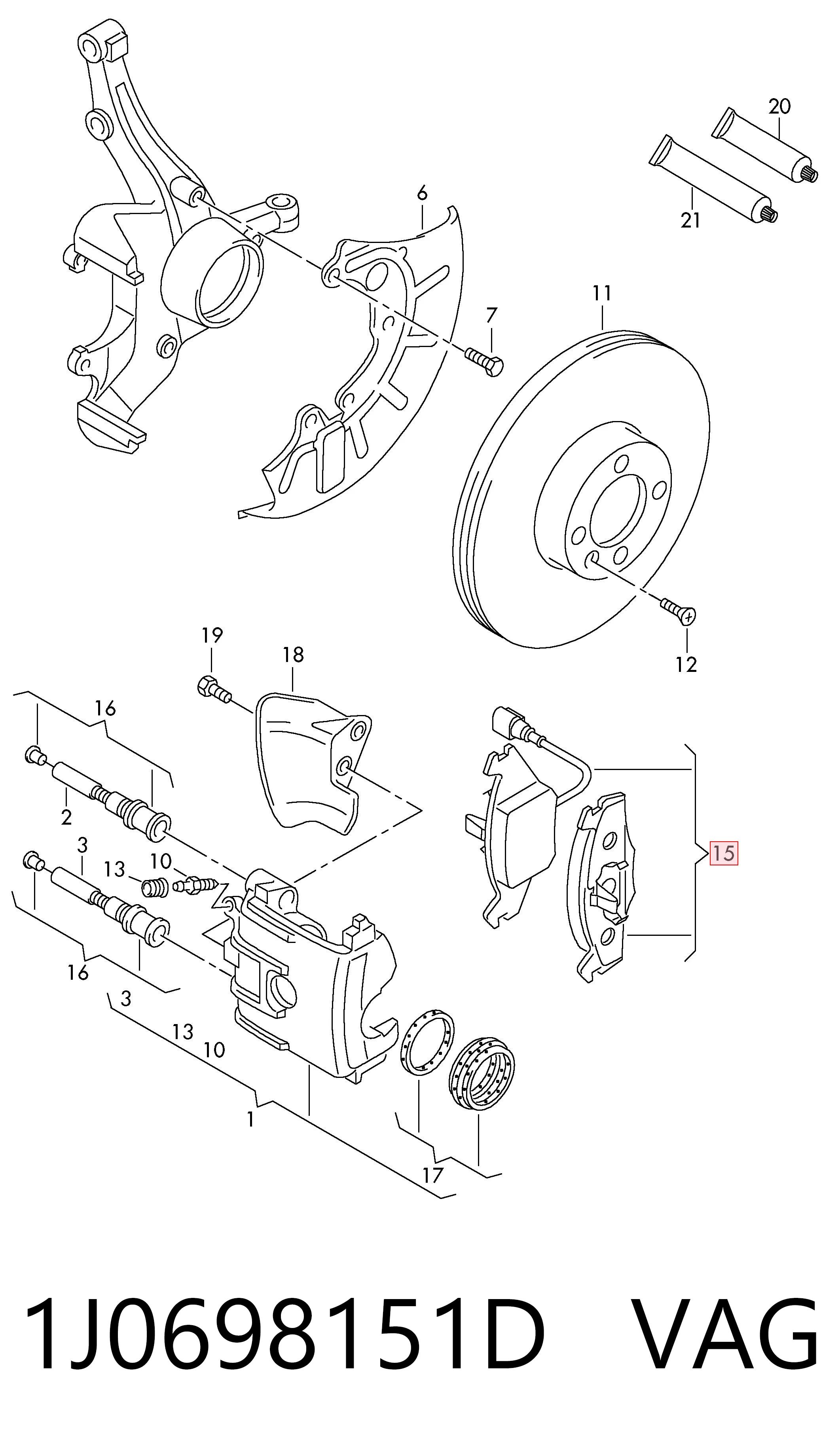 1J0698151D VAG Передні гальмівні колодки