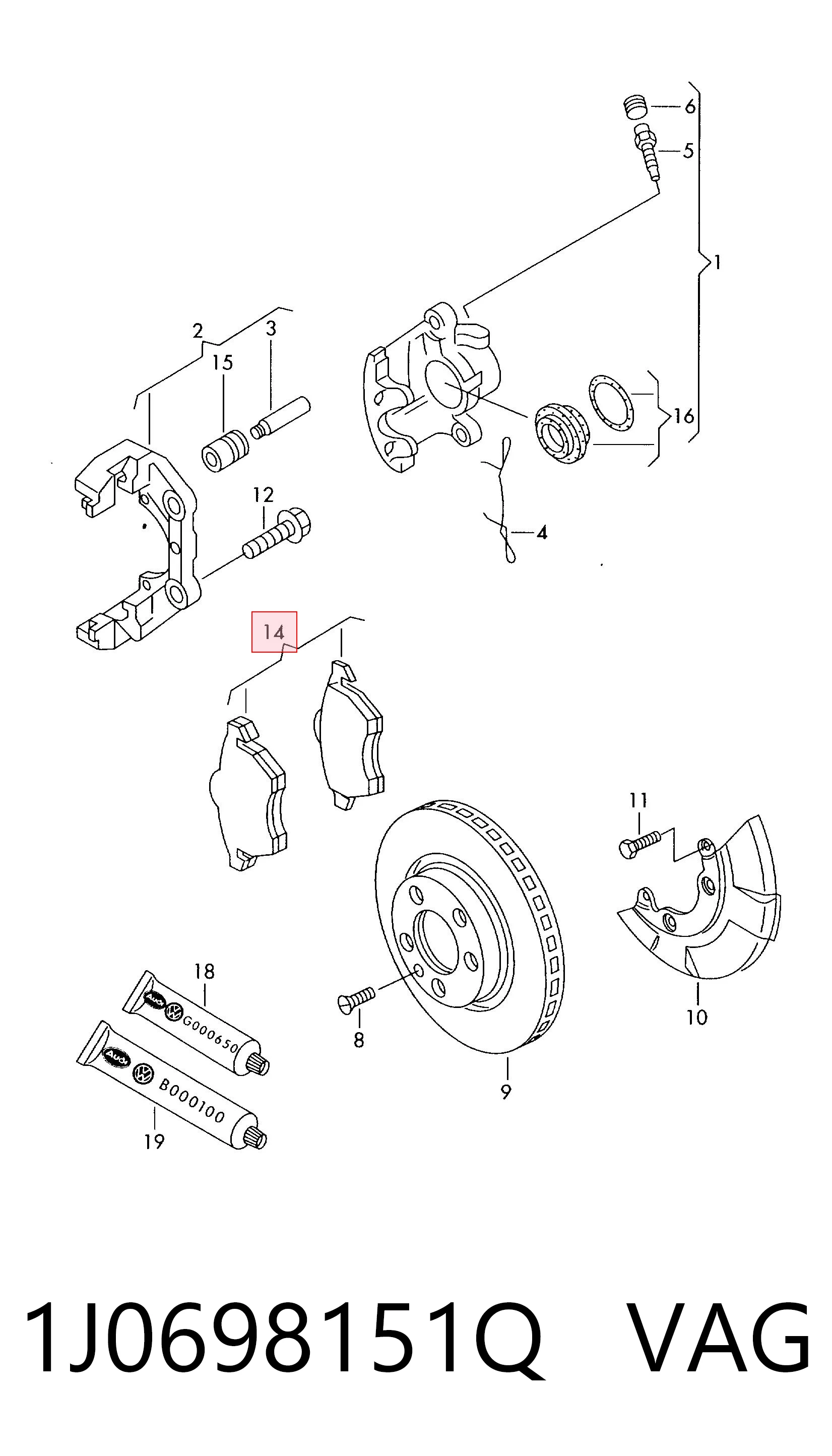 Гальмівні колодки VAG 1J0698151Q ціна, від 20.65 USD