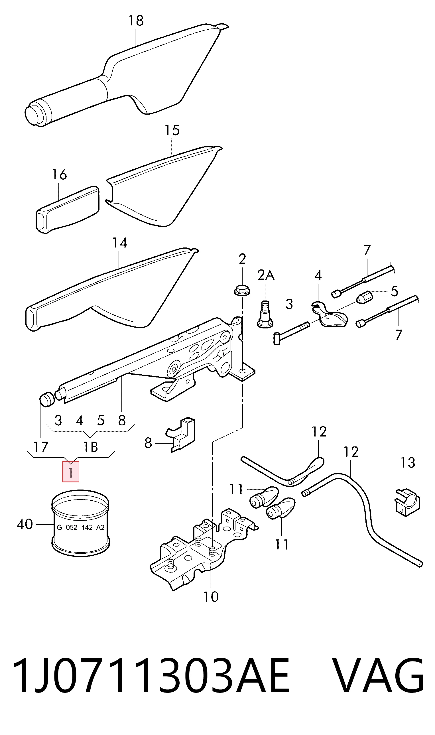 Важіль ручника VAG 1J0711303AE ціна, від 15.24 USD