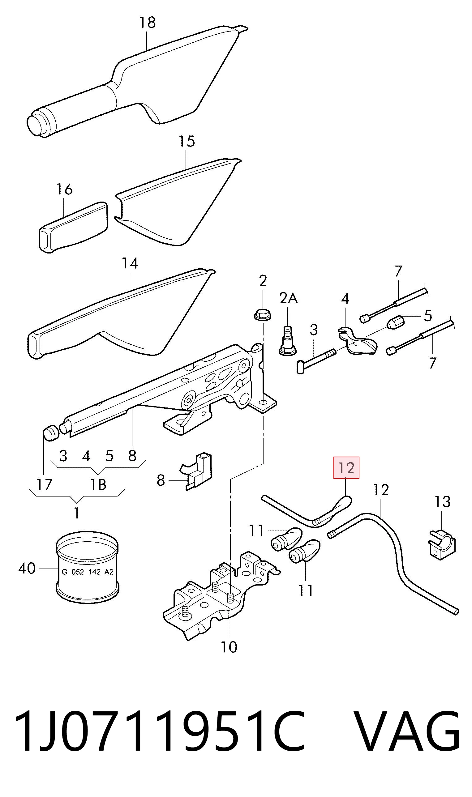 Напрямна троса ручного гальма VAG 1J0711951C ціна, від 20.90 USD