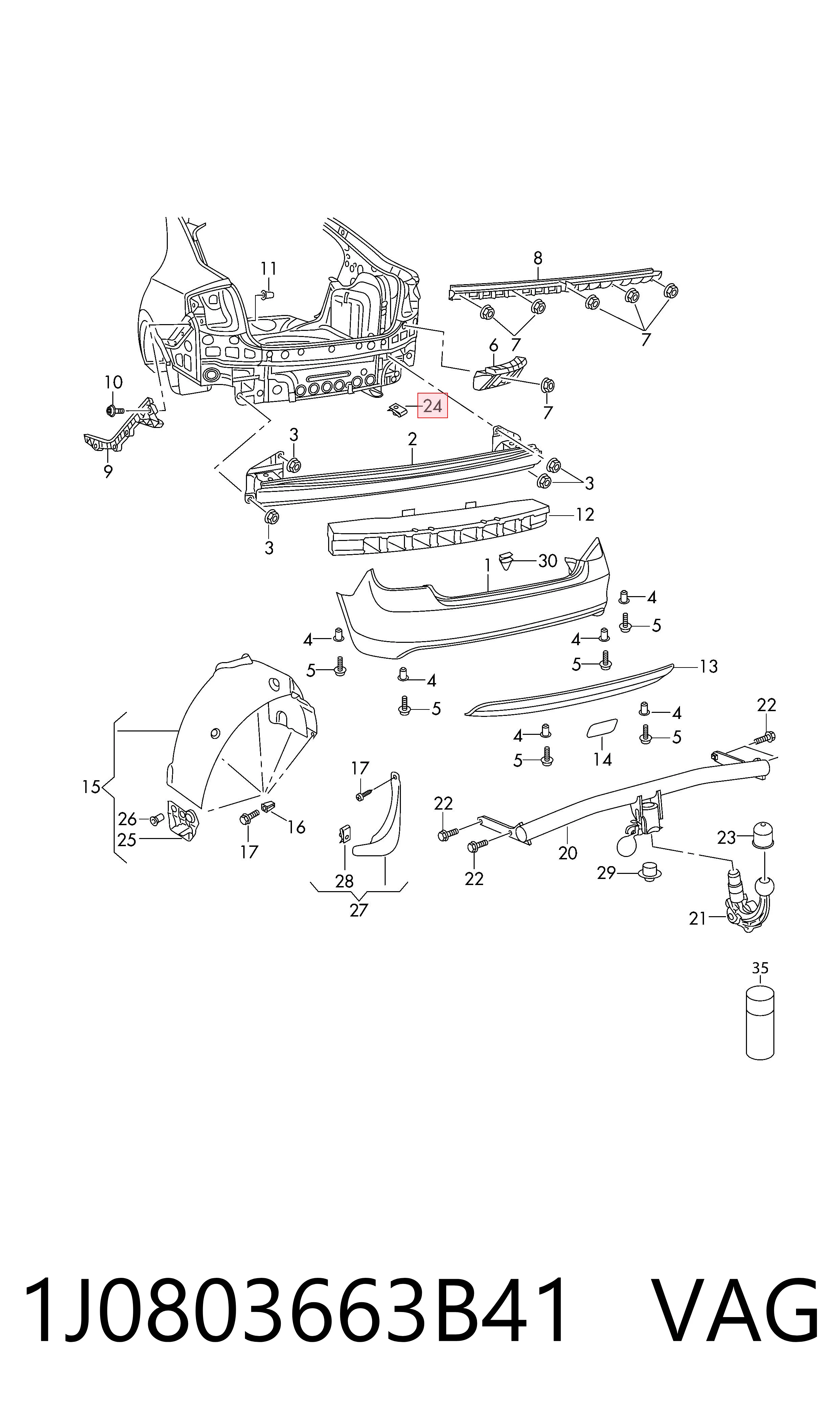 Купити 1J0803663B41 VAG Кронштейн запасного колеса