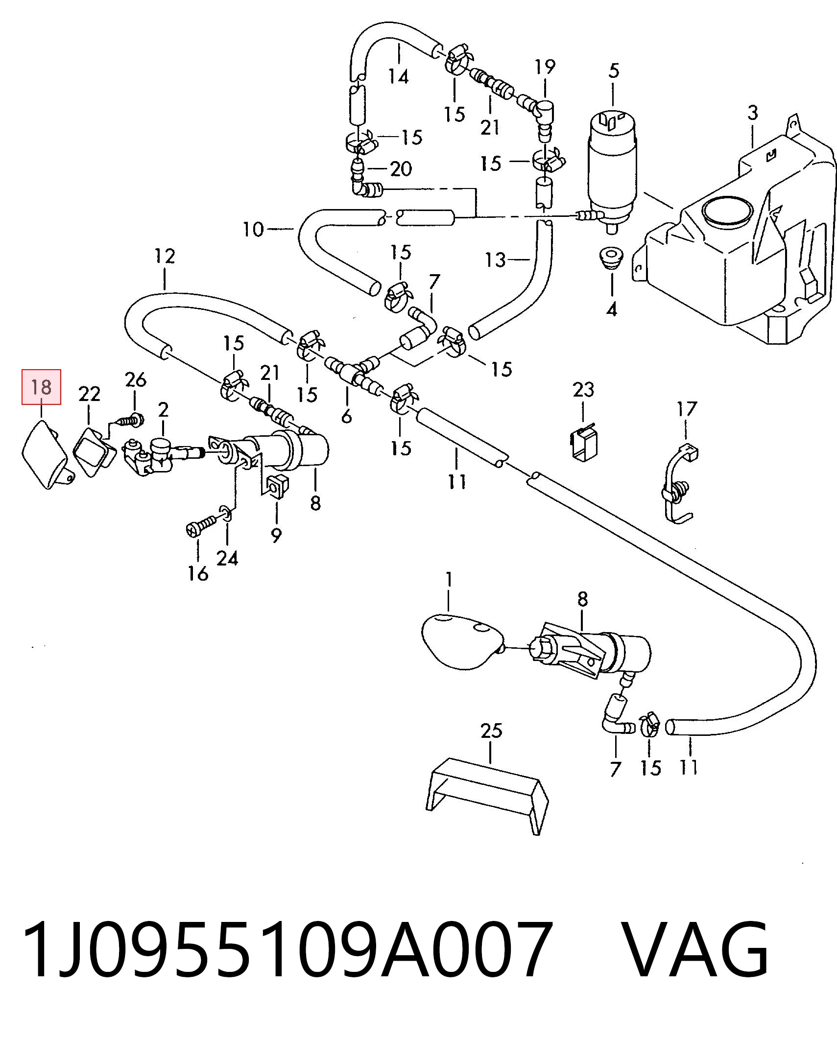 1J0955109A007 VAG Накладка форсунки омивача фари передньої