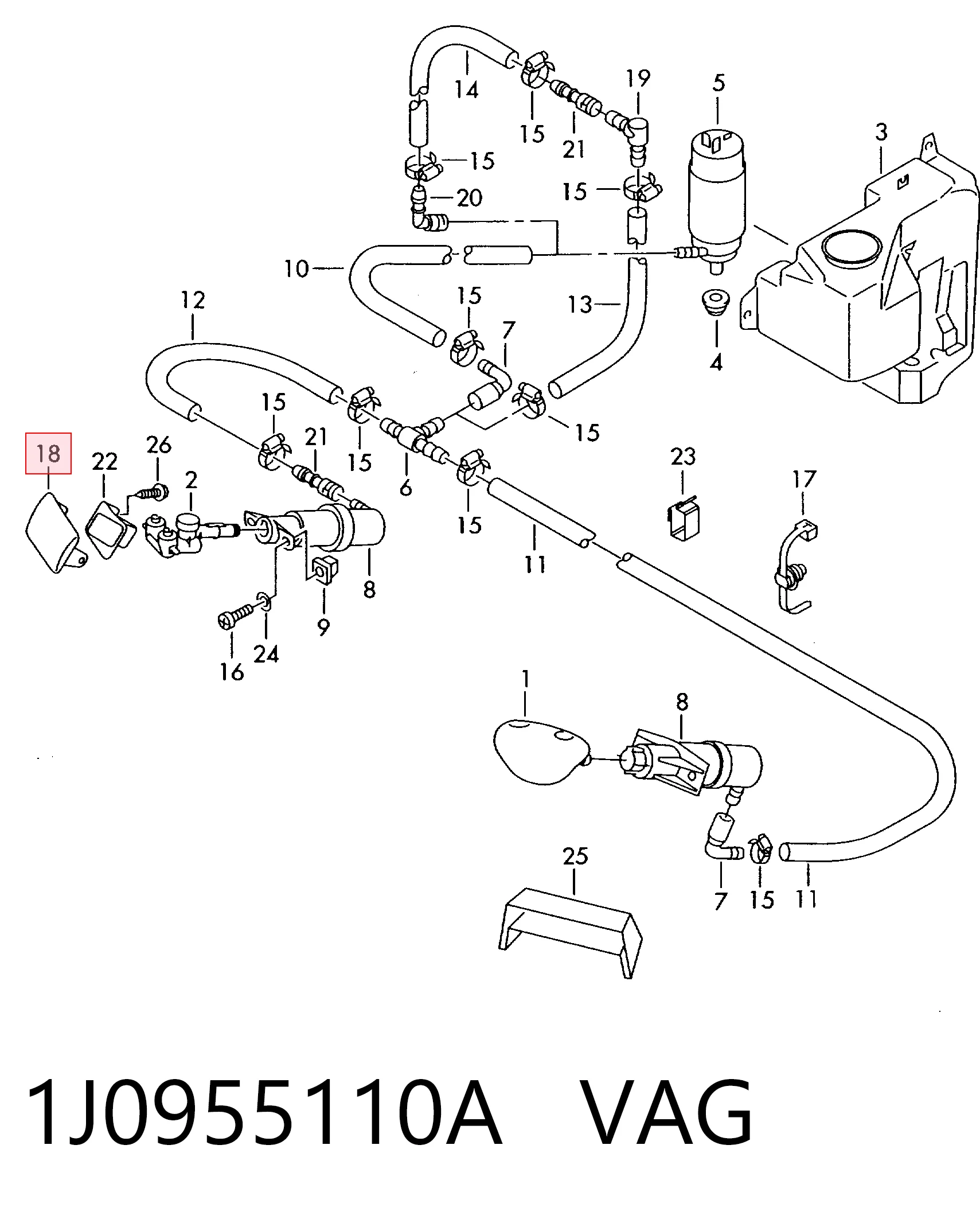 1J0955110A VAG Накладка форсунки омивача фари передньої