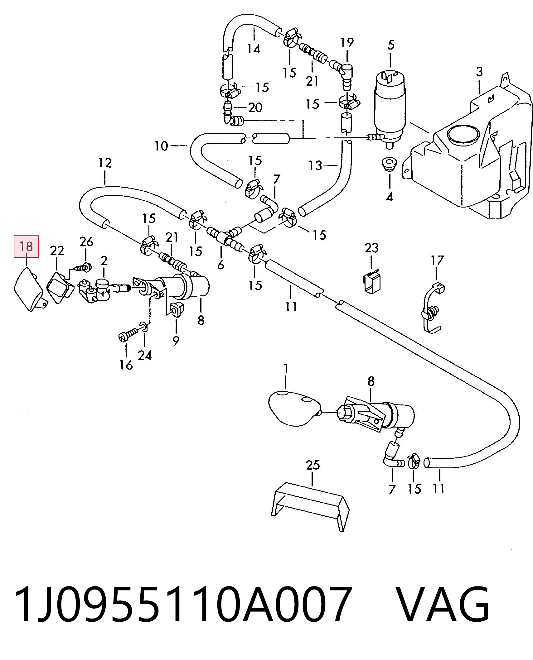 1J0955110A007 VAG Накладка форсунки омивача фари передньої