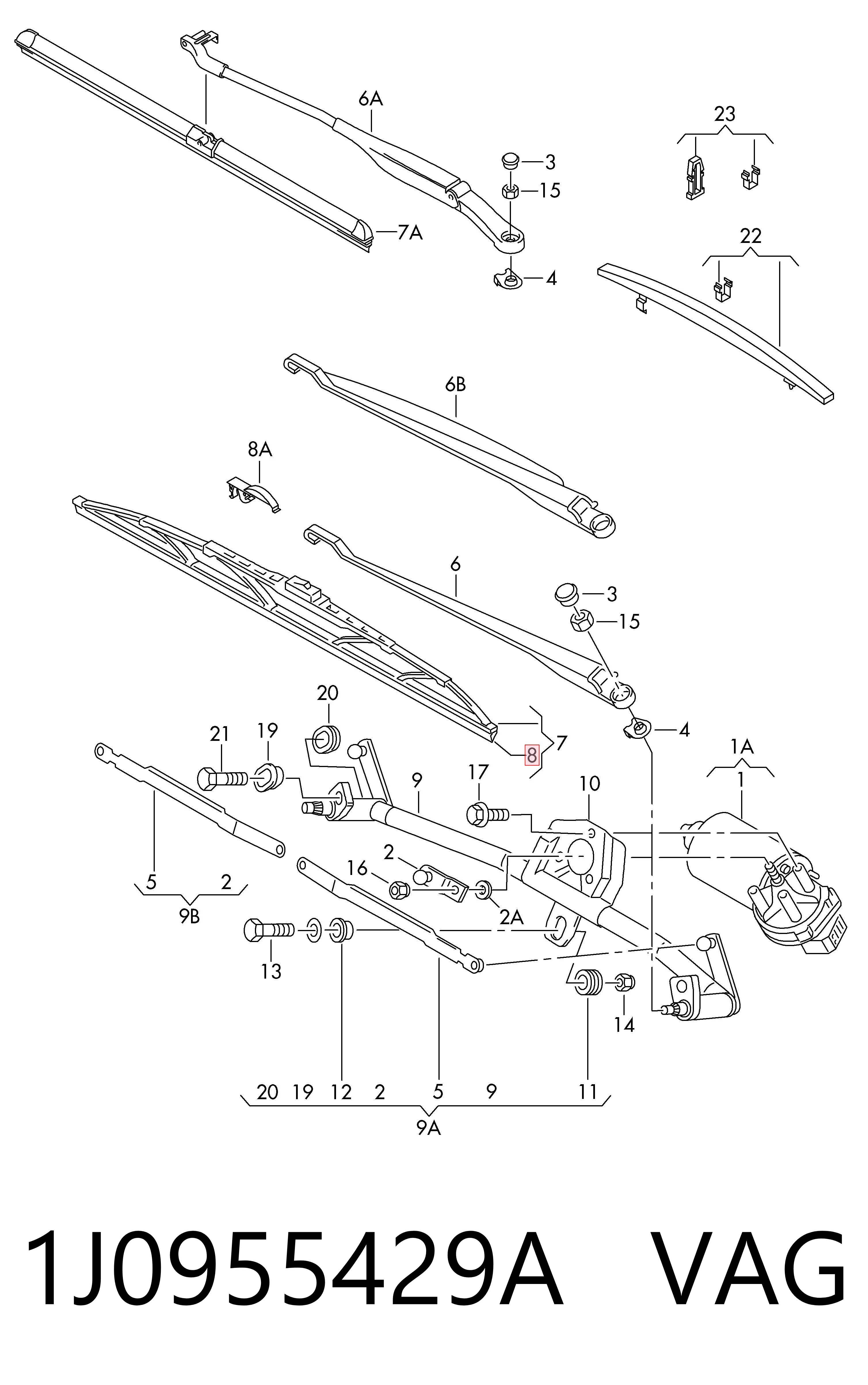 1J0955429A VAG Склоочисники лобового скла