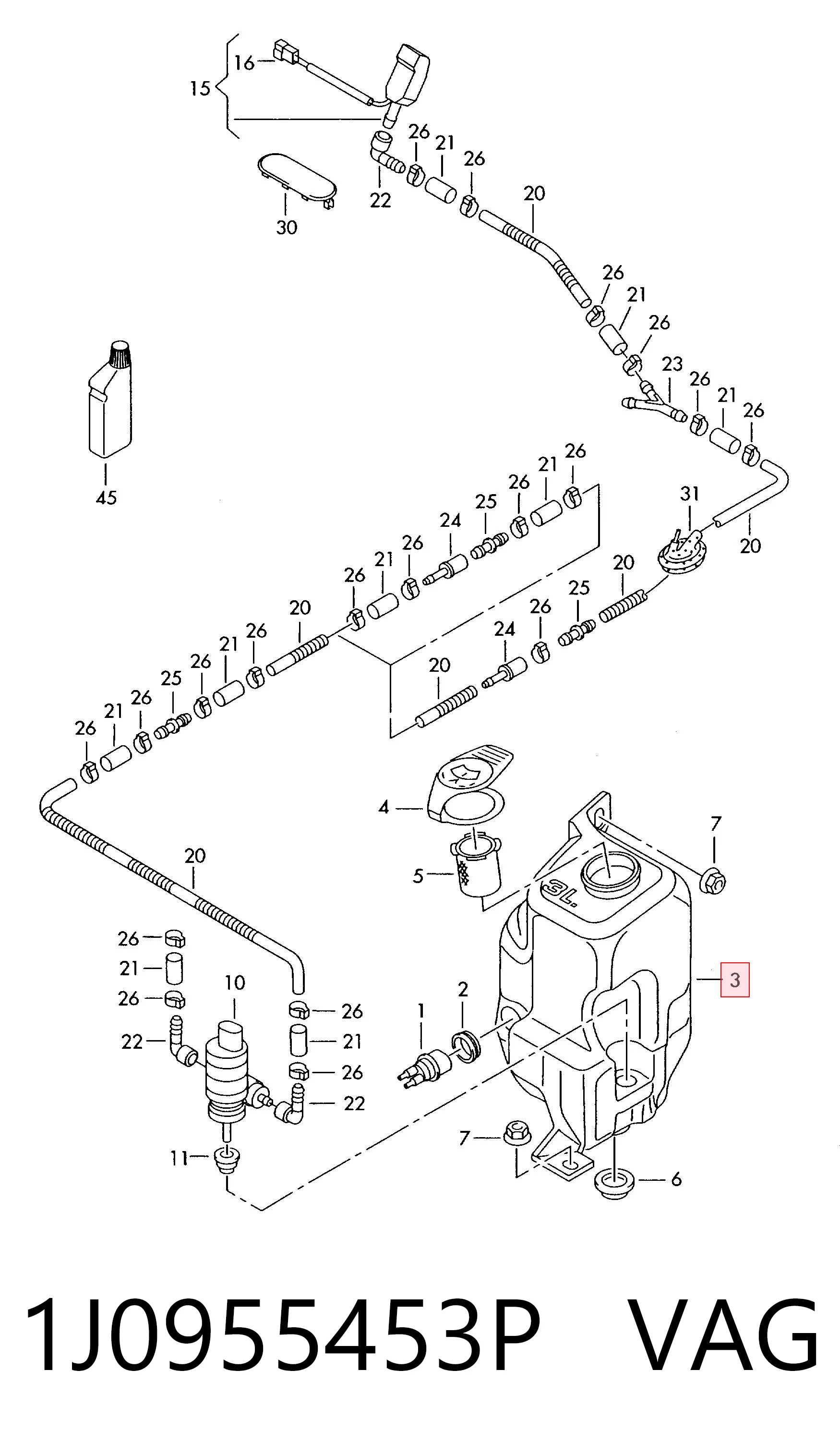 1J0955453P VAG Бачок склоомивача