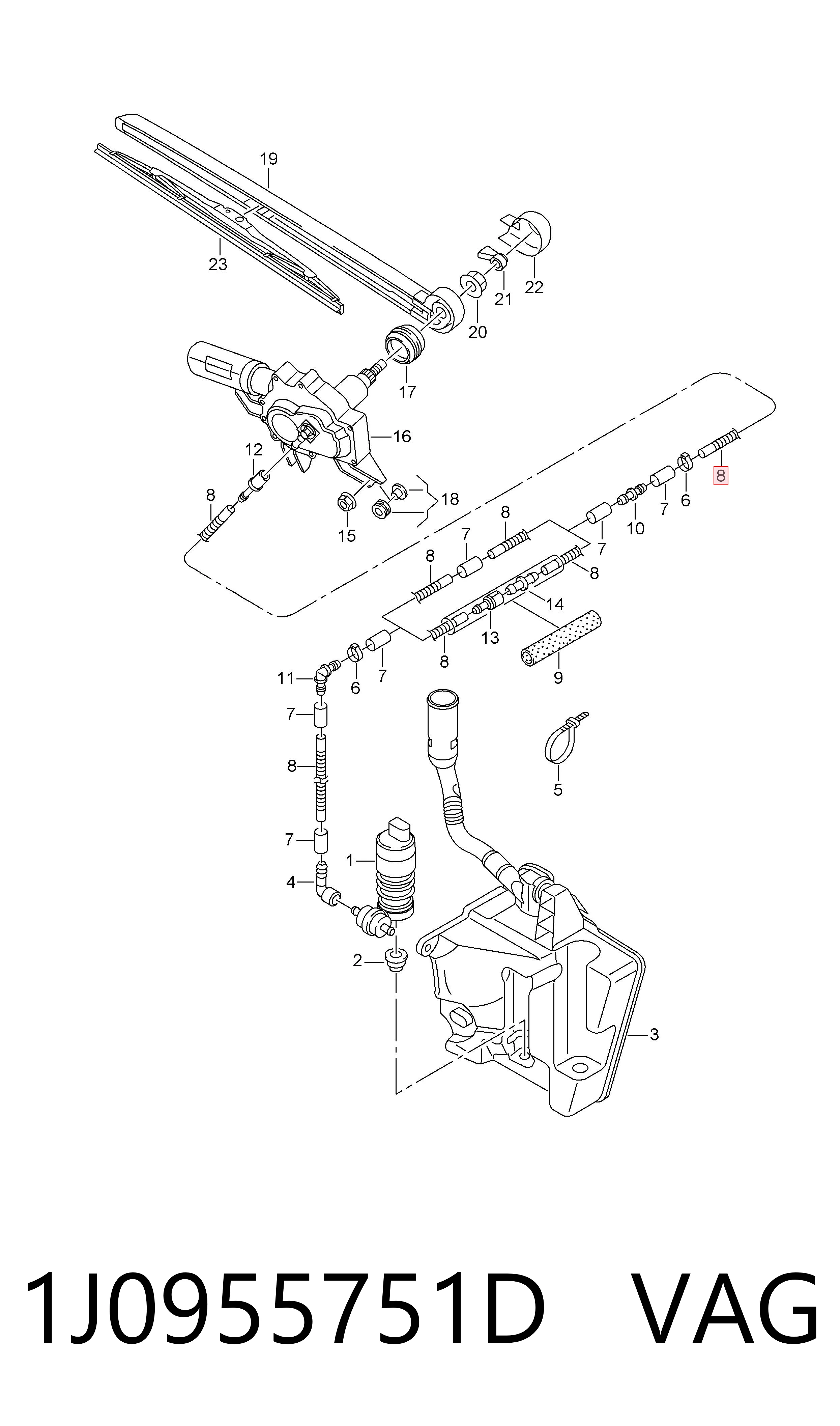 Купити 1J0955751D Bentley Шланг омивача лобового скла