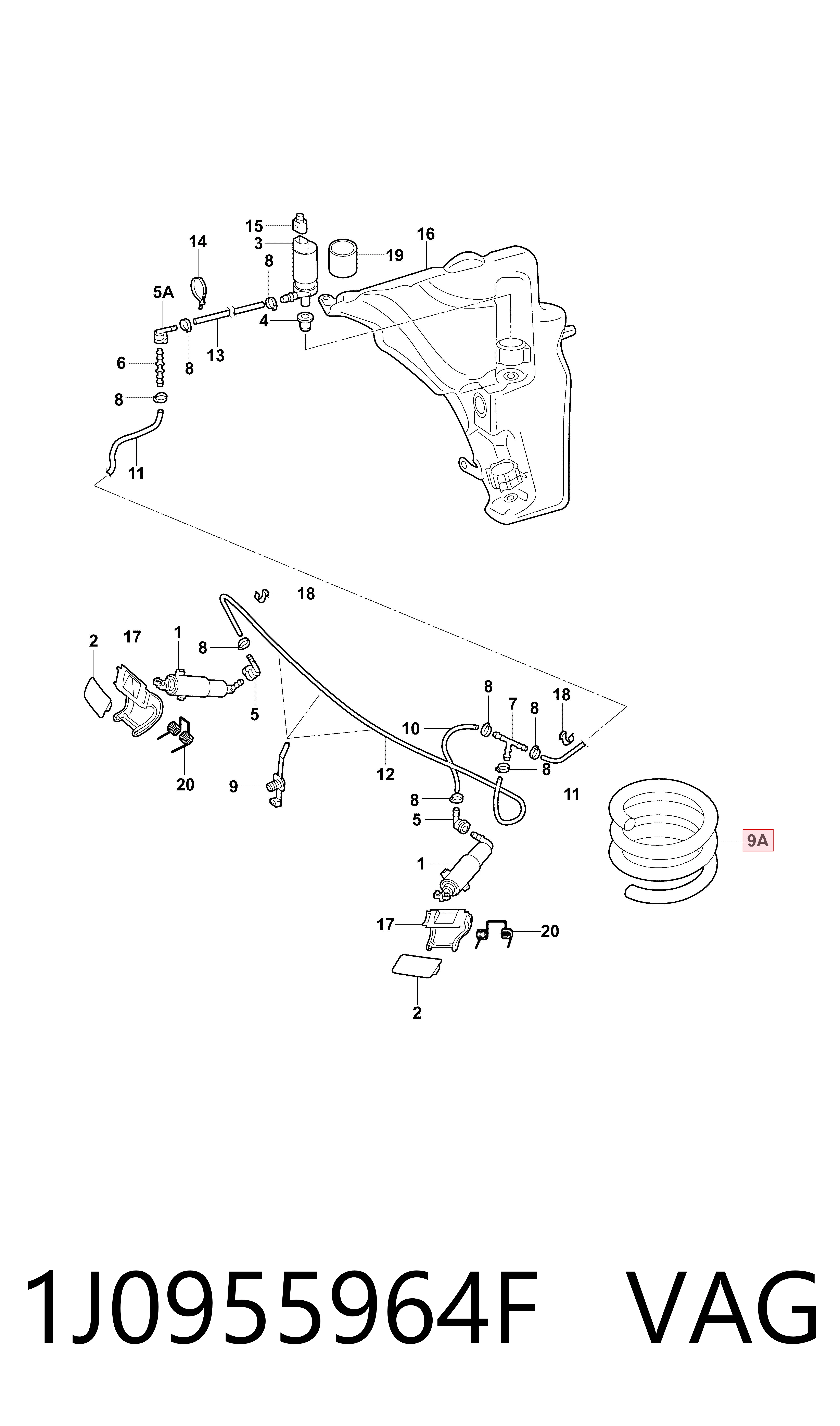 Шланг омивача фар VAG 1J0955964F ціна, від 23.70 USD