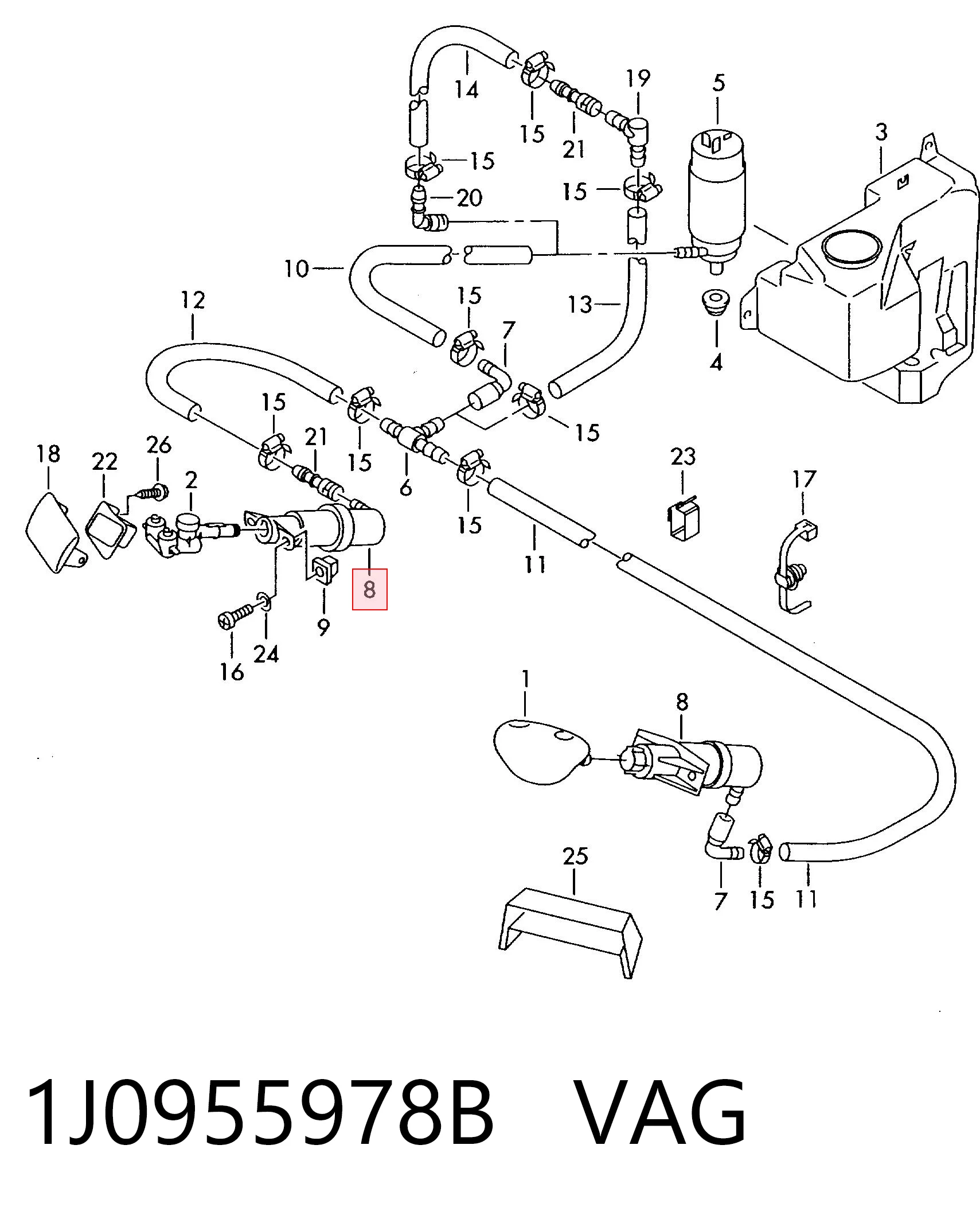 1J0955978B VAG Форсунка омивача фари передньої