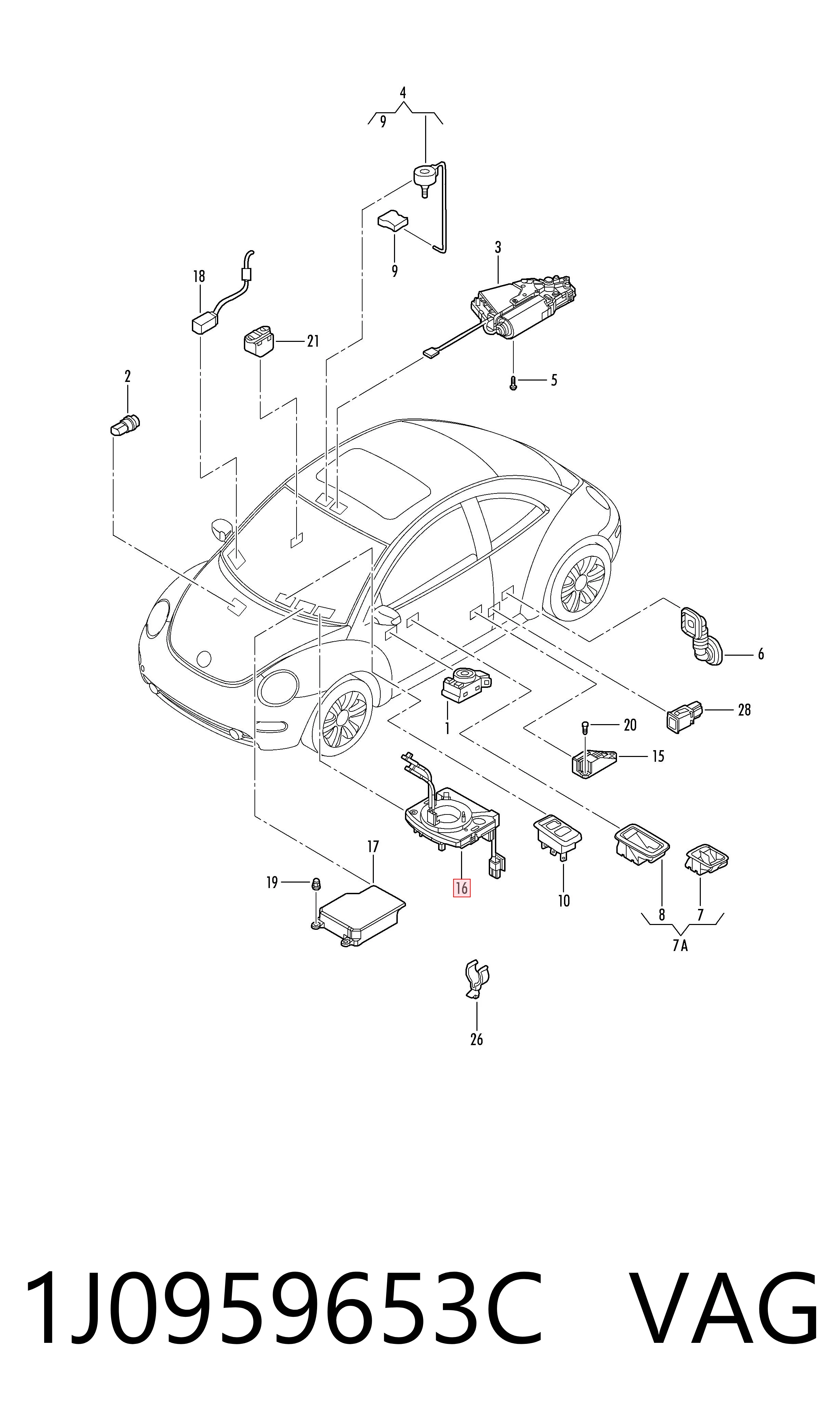 1J0959653C VAG Шлейф Airbag