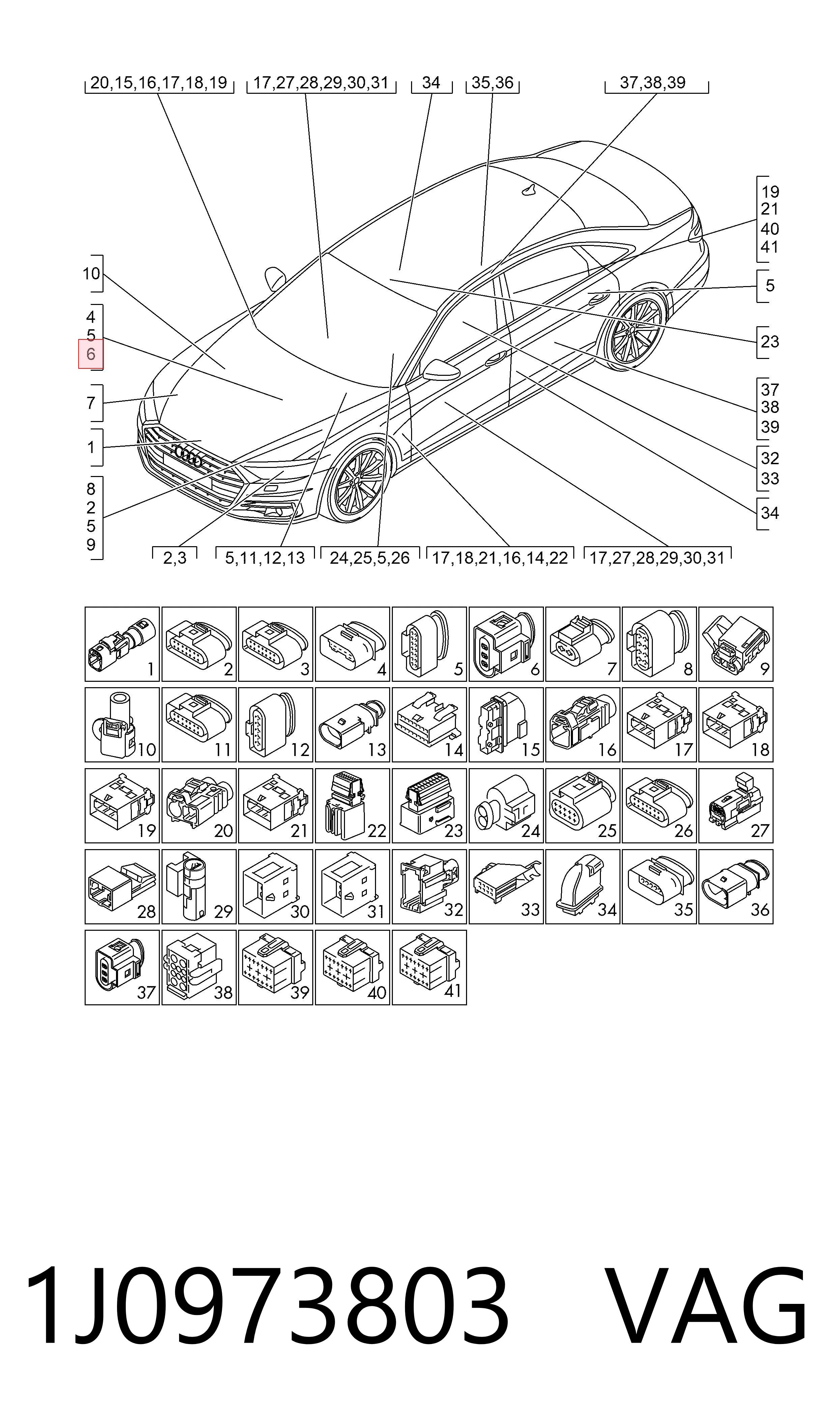 Роз’єм (фішка) універсальний VAG 1J0973803 ціна, від 7.29 USD
