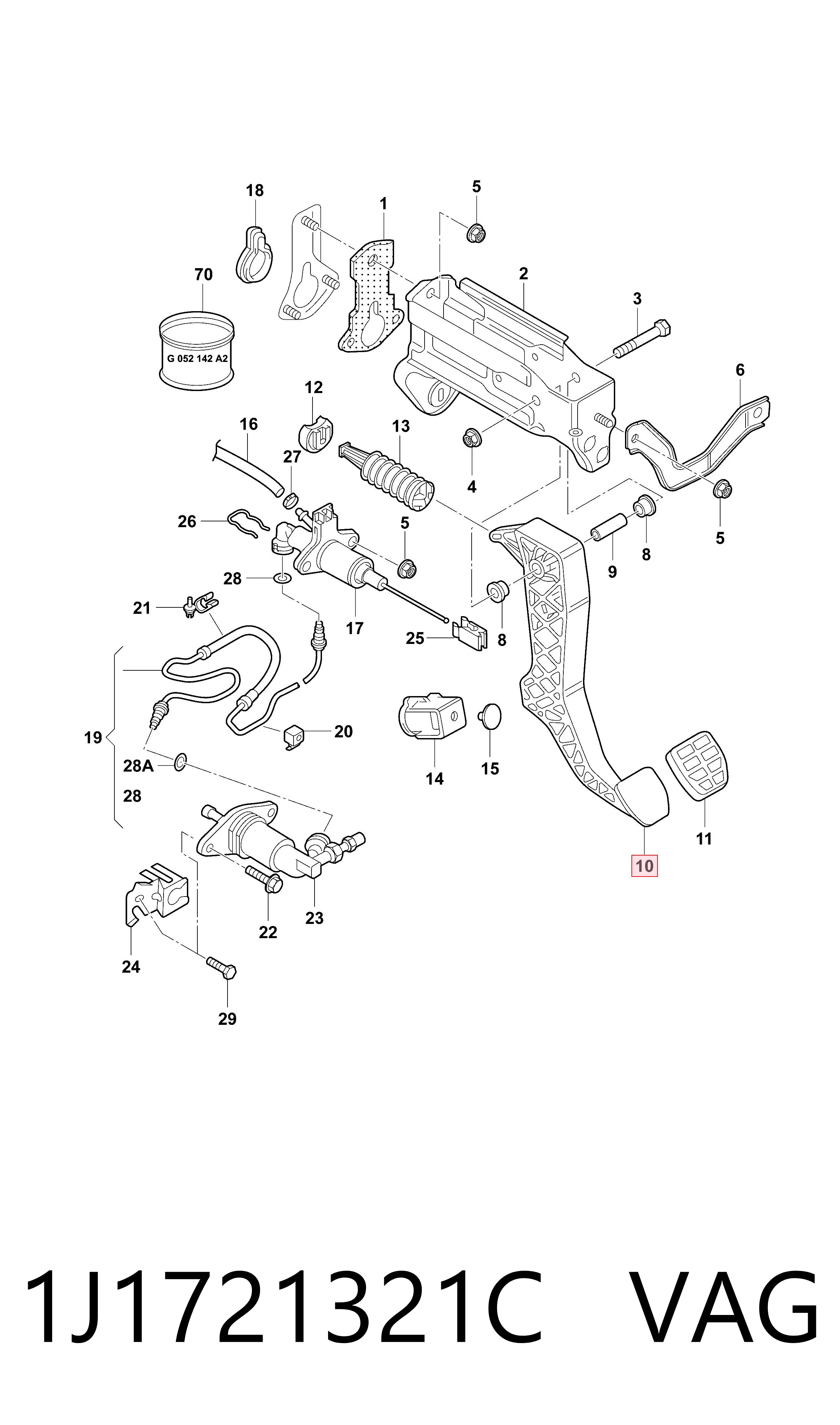 Педаль зчеплення на Volkswagen Golf V 1K1