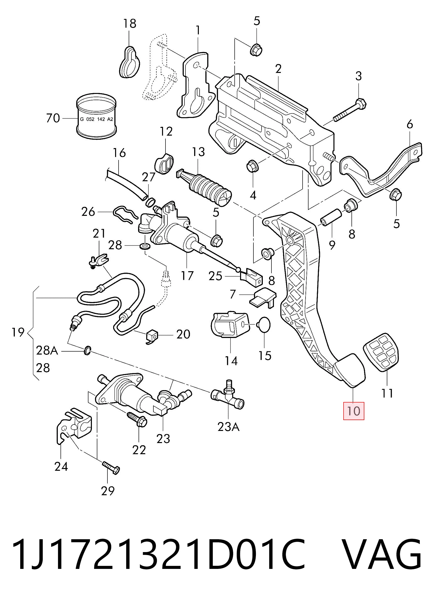 Педаль і привід управління зчепленням Volkswagen Golf V хетчбек (1K1) (2003 - 2010) ціна, від 4.23 USD