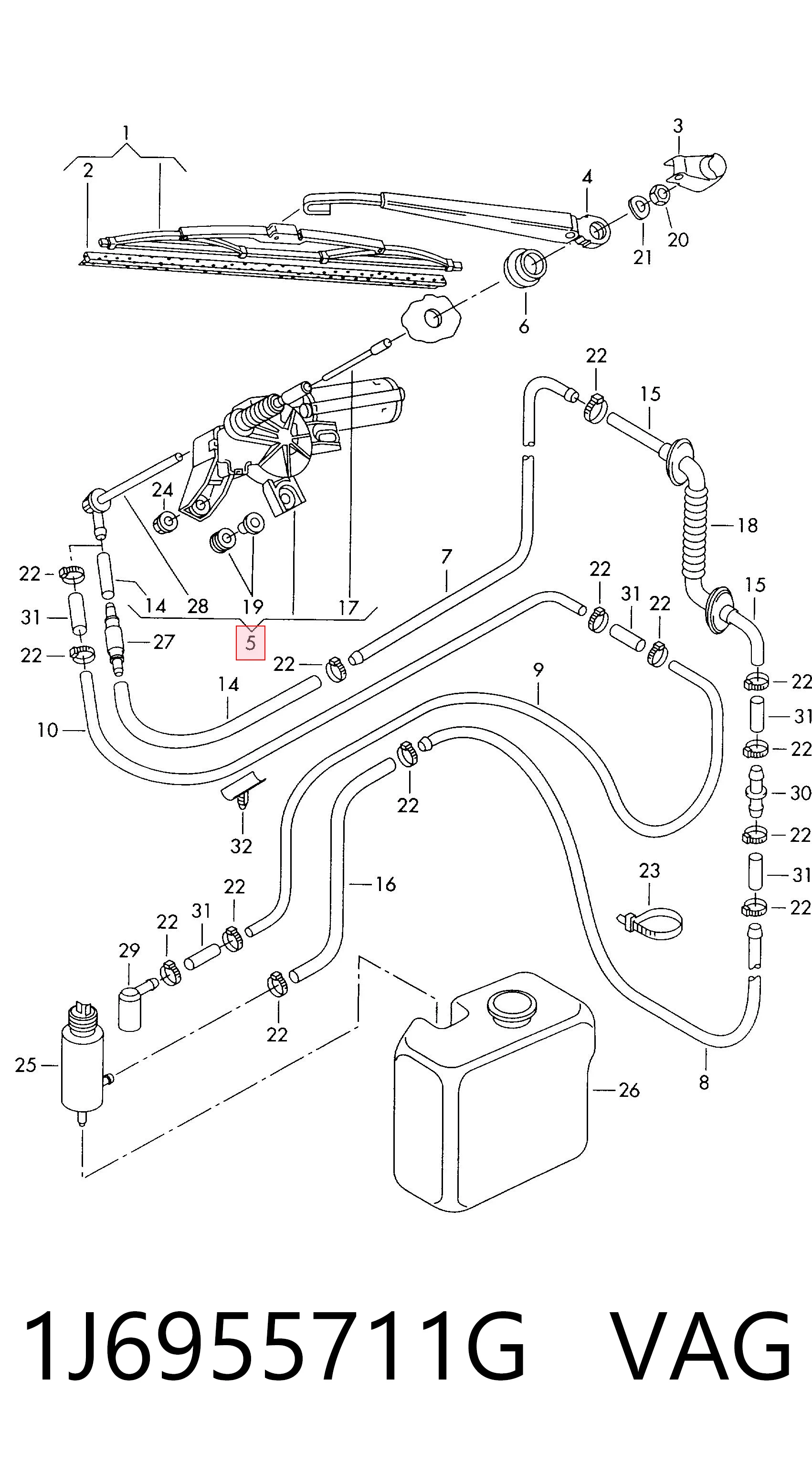 Склоочисник дверей задка VAG 1J6955711G ціна, від 49.55 USD