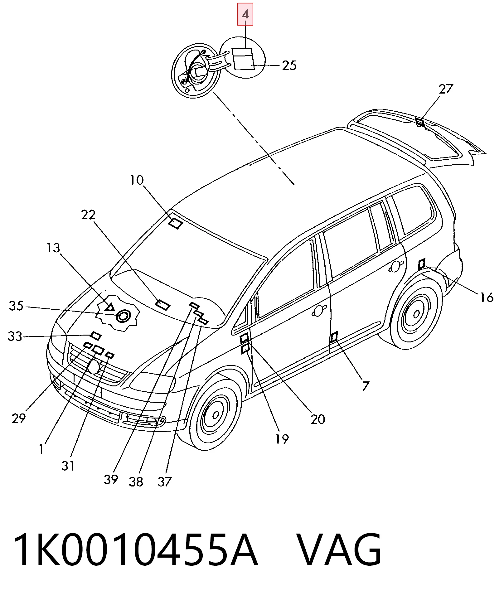Дверцята бензобака на Volkswagen Jetta V 1K2