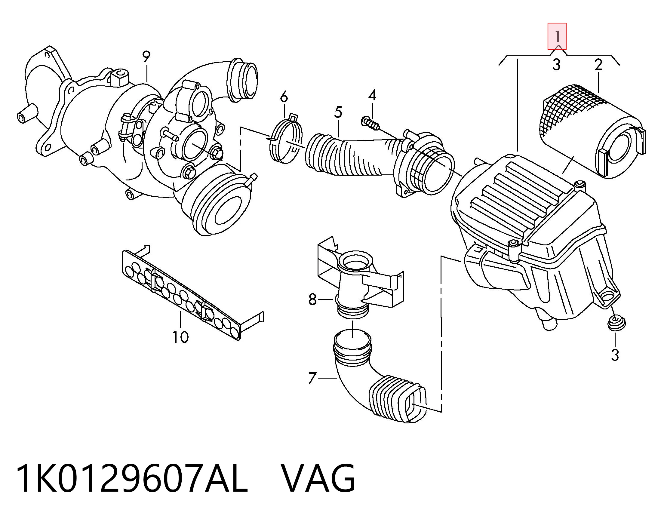 1K0129607AL VAG Коробка фільтра